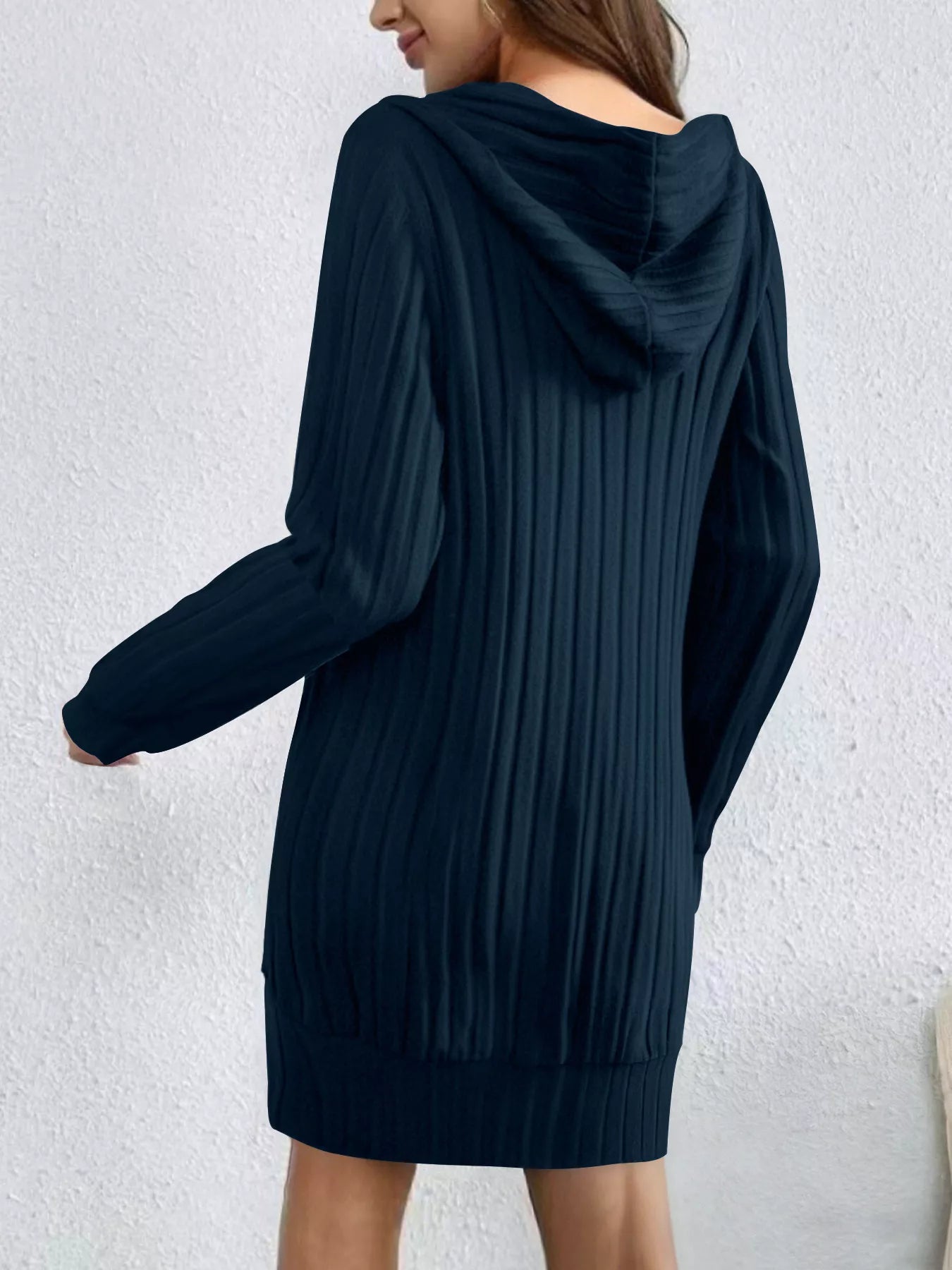 Ribbed Knit Hoodie Dress designed for comfort and style at Lookzlike