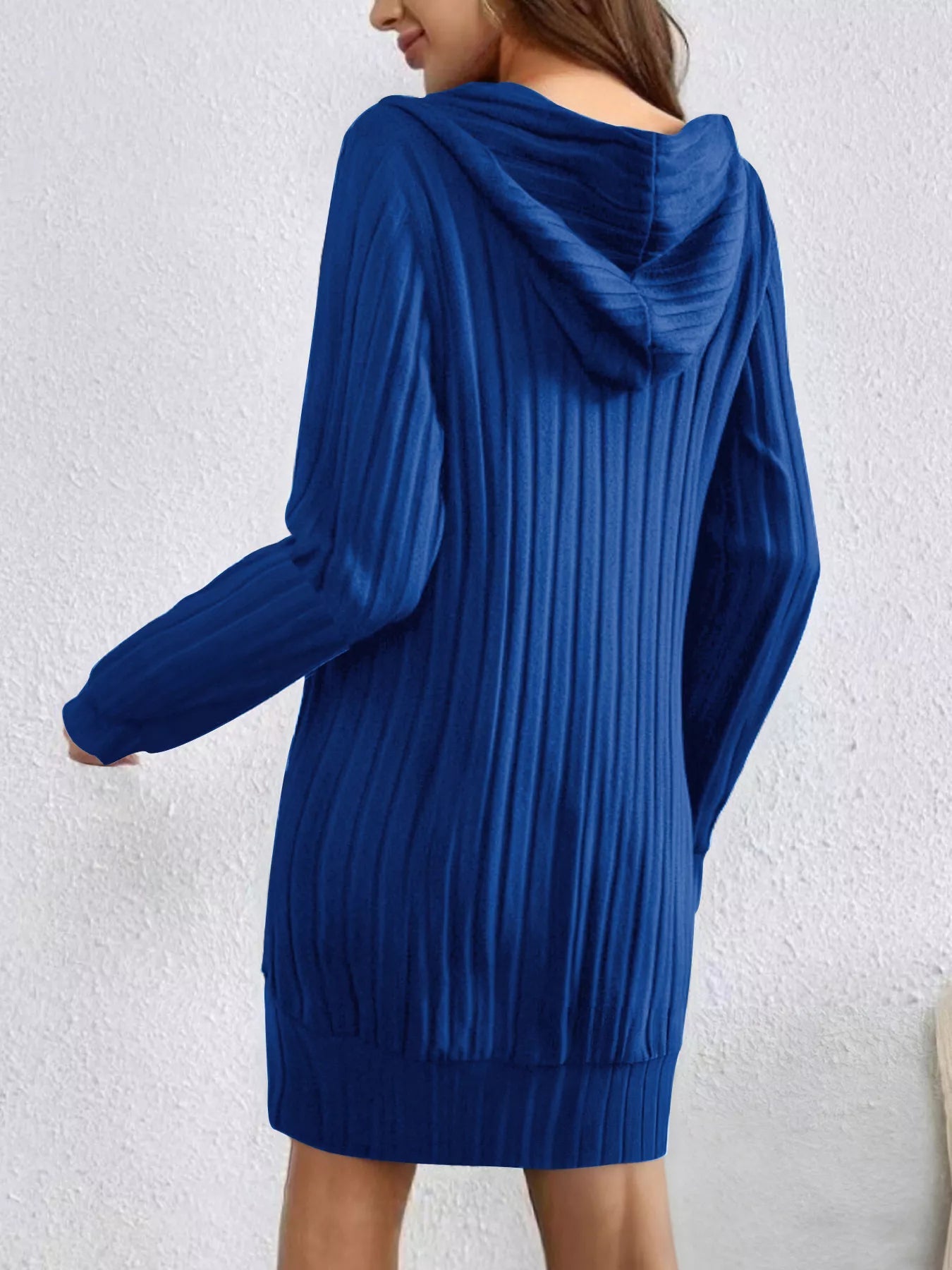 Ribbed Knit Hoodie Dress designed for comfort and style at Lookzlike