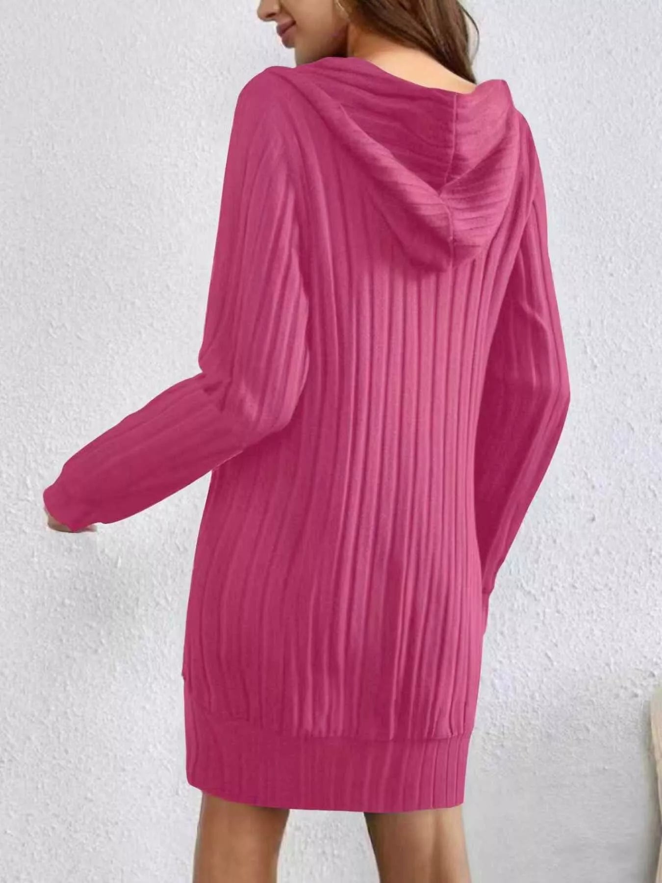 Ribbed Knit Hoodie Dress designed for comfort and style at Lookzlike
