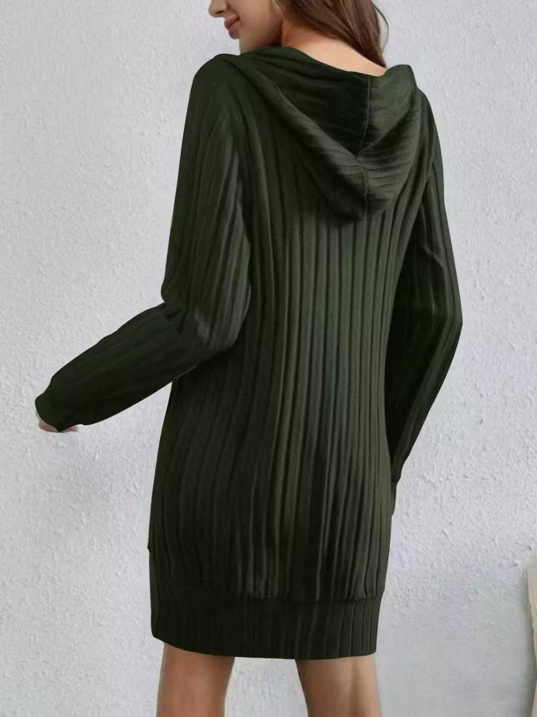 Ribbed Knit Hoodie Dress designed for comfort and style at Lookzlike