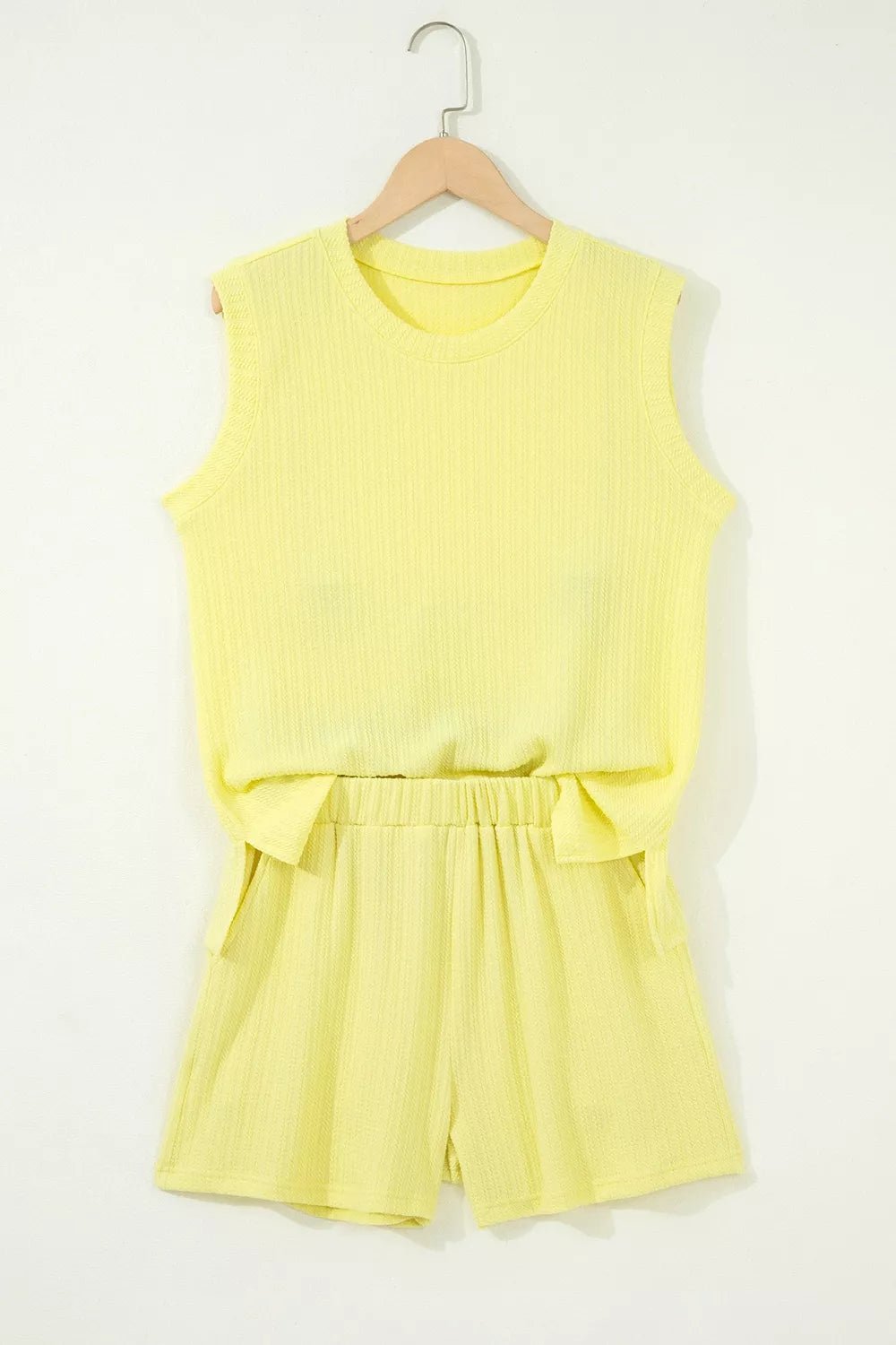 Ribbed Knit Tank and Shorts Set designed for comfort and style at Lookzlike