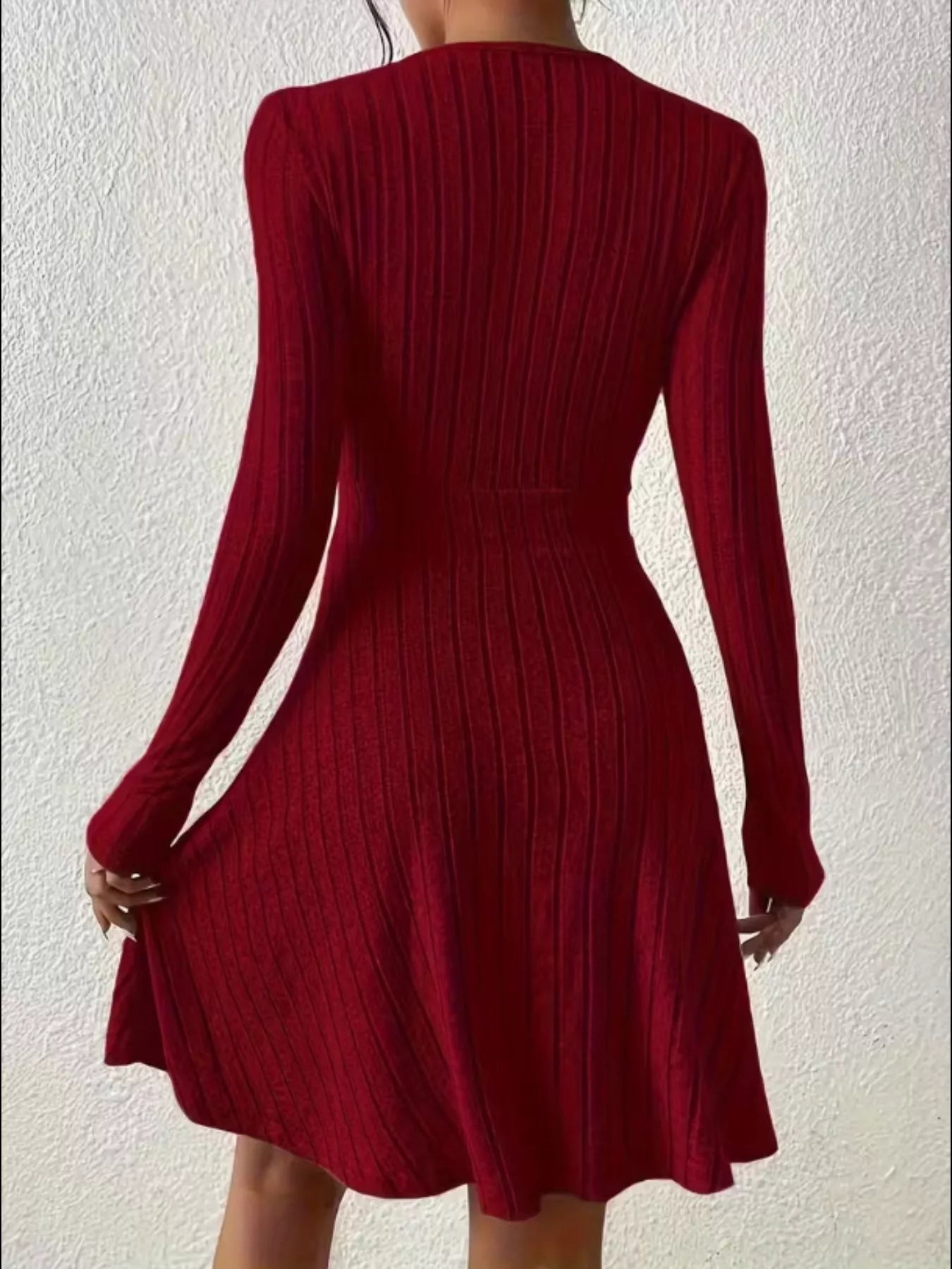 Ribbed Knit Wrap Mini Dress designed for comfort and style at Lookzlike