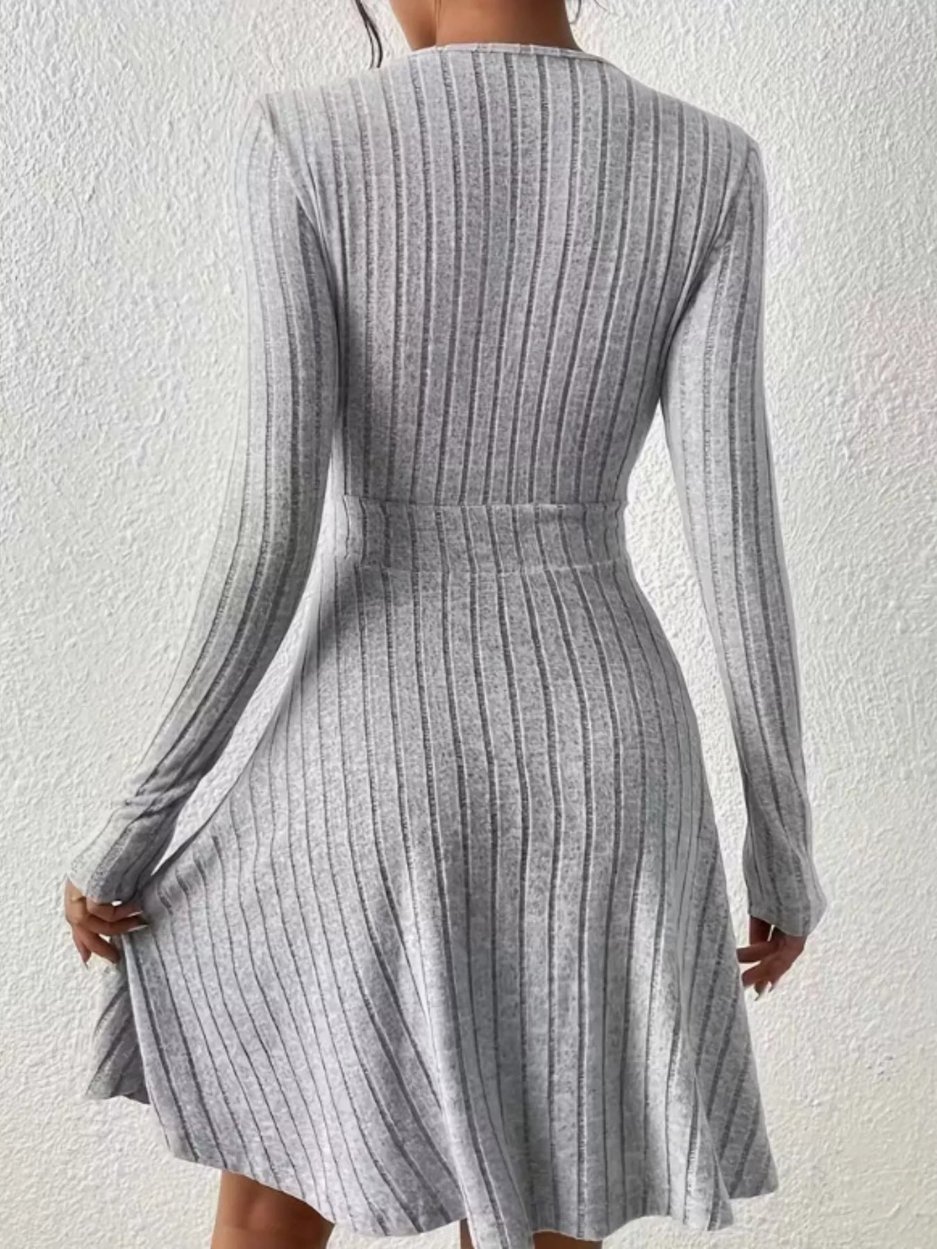 Ribbed Knit Wrap Mini Dress designed for comfort and style at Lookzlike