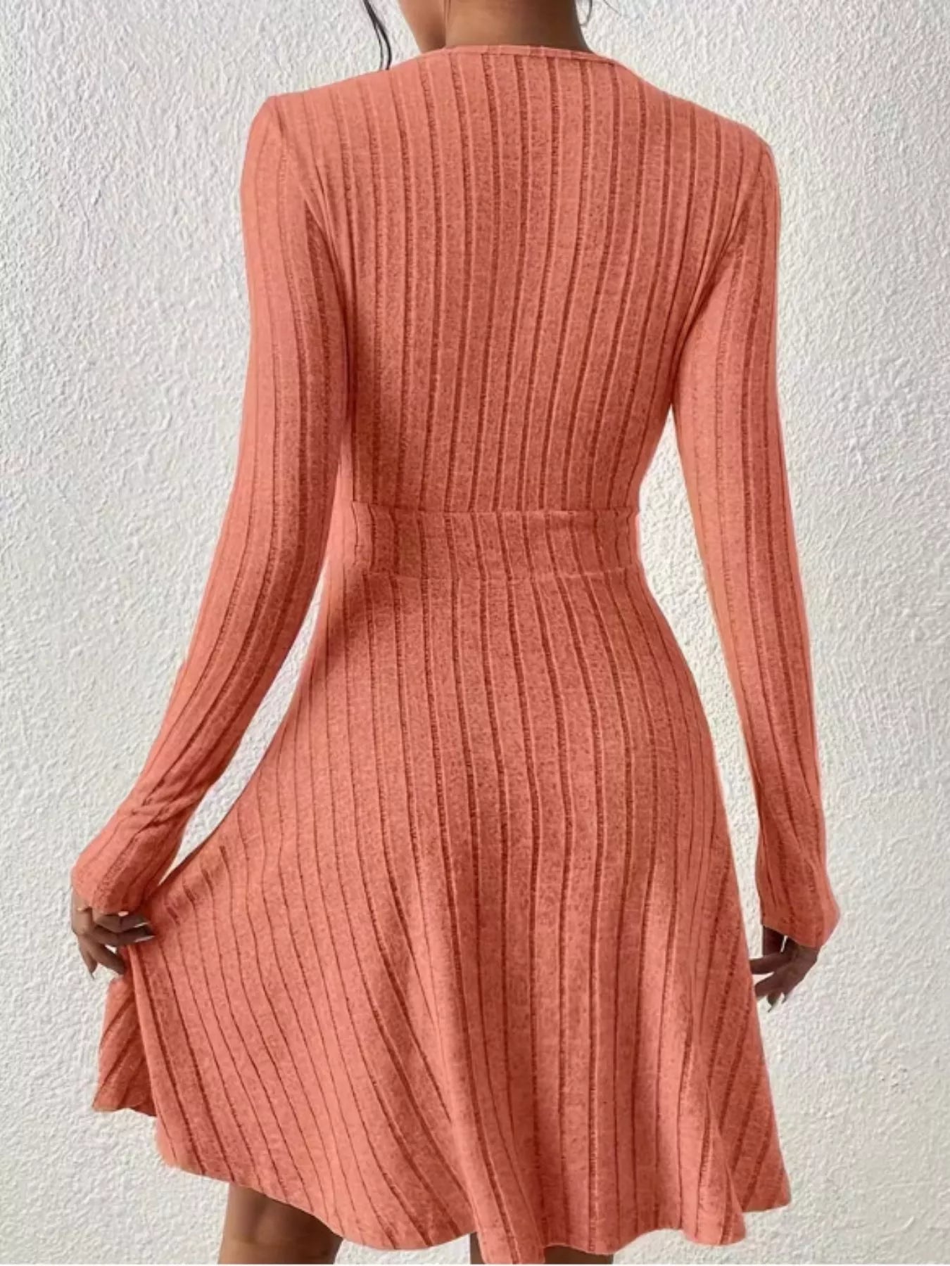 Ribbed Knit Wrap Mini Dress designed for comfort and style at Lookzlike