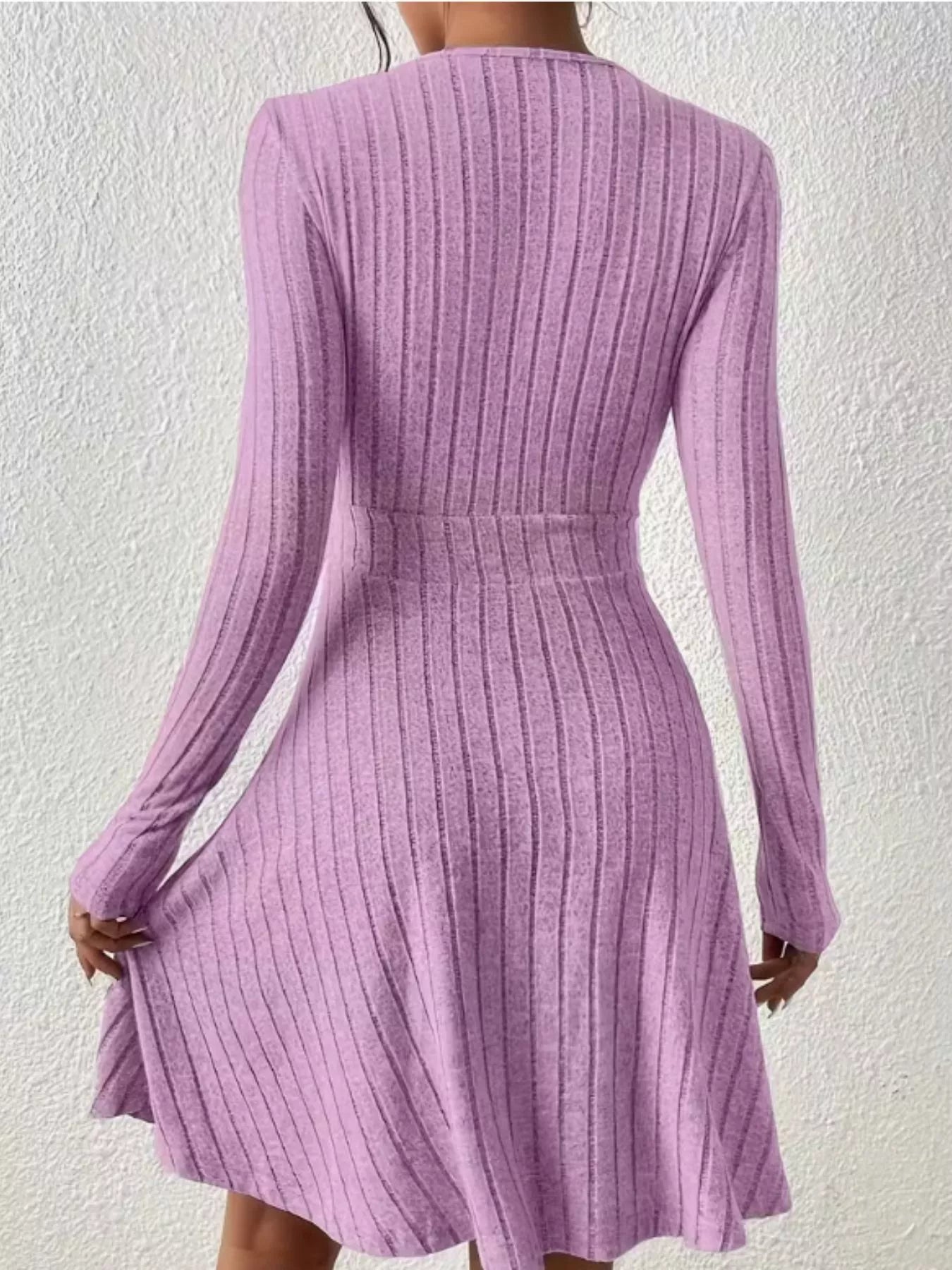 Ribbed Knit Wrap Mini Dress designed for comfort and style at Lookzlike
