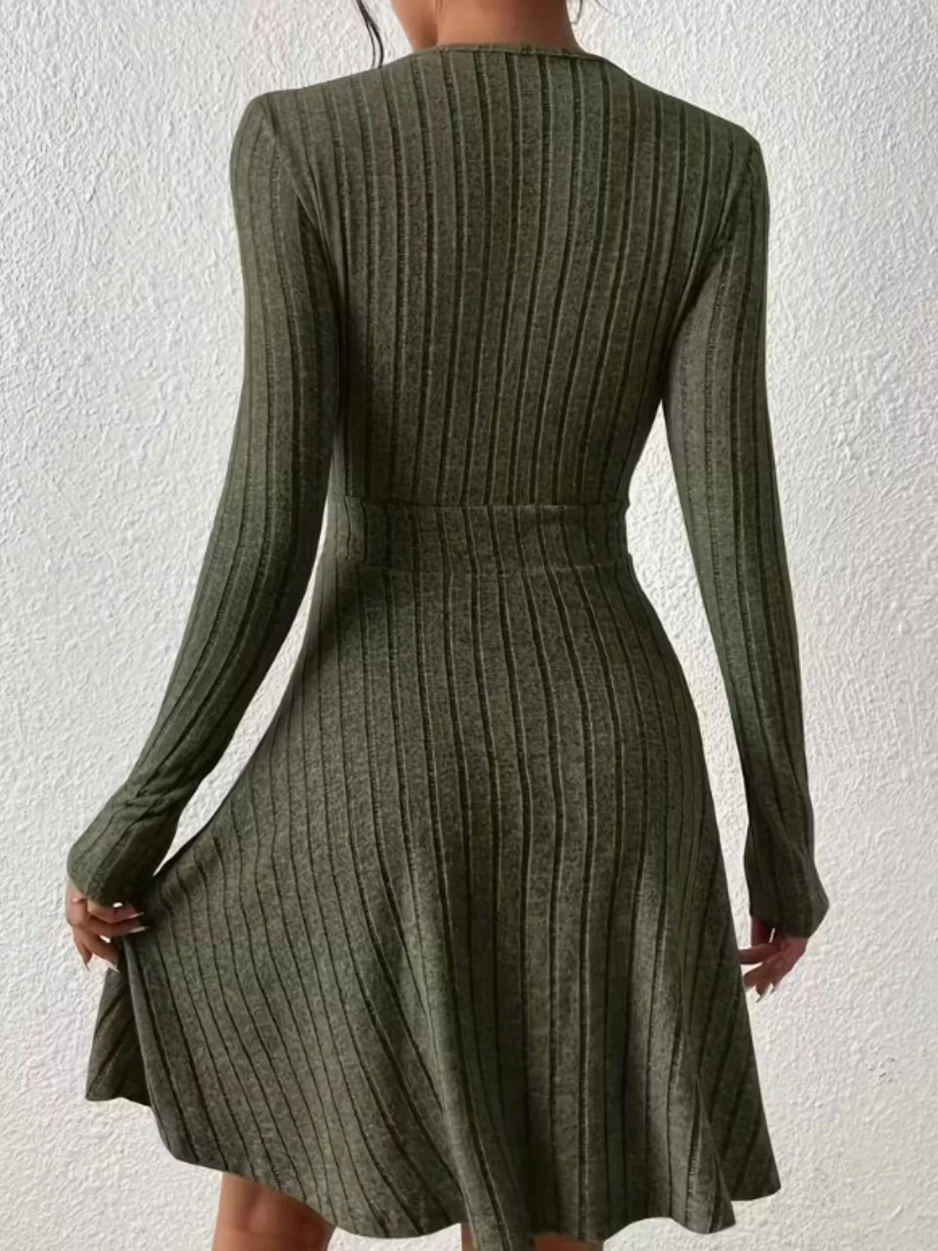 Ribbed Knit Wrap Mini Dress designed for comfort and style at Lookzlike