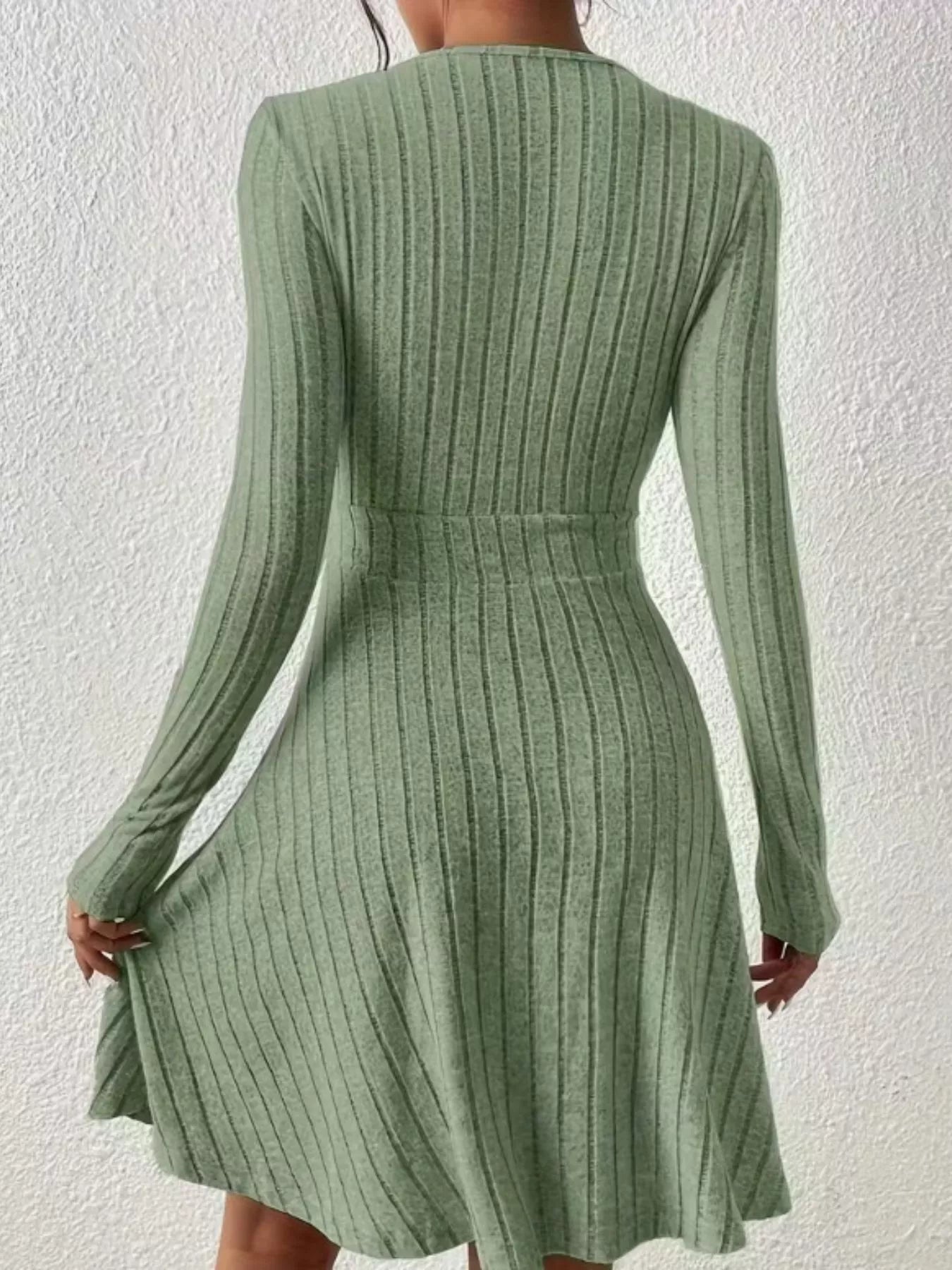 Ribbed Knit Wrap Mini Dress designed for comfort and style at Lookzlike
