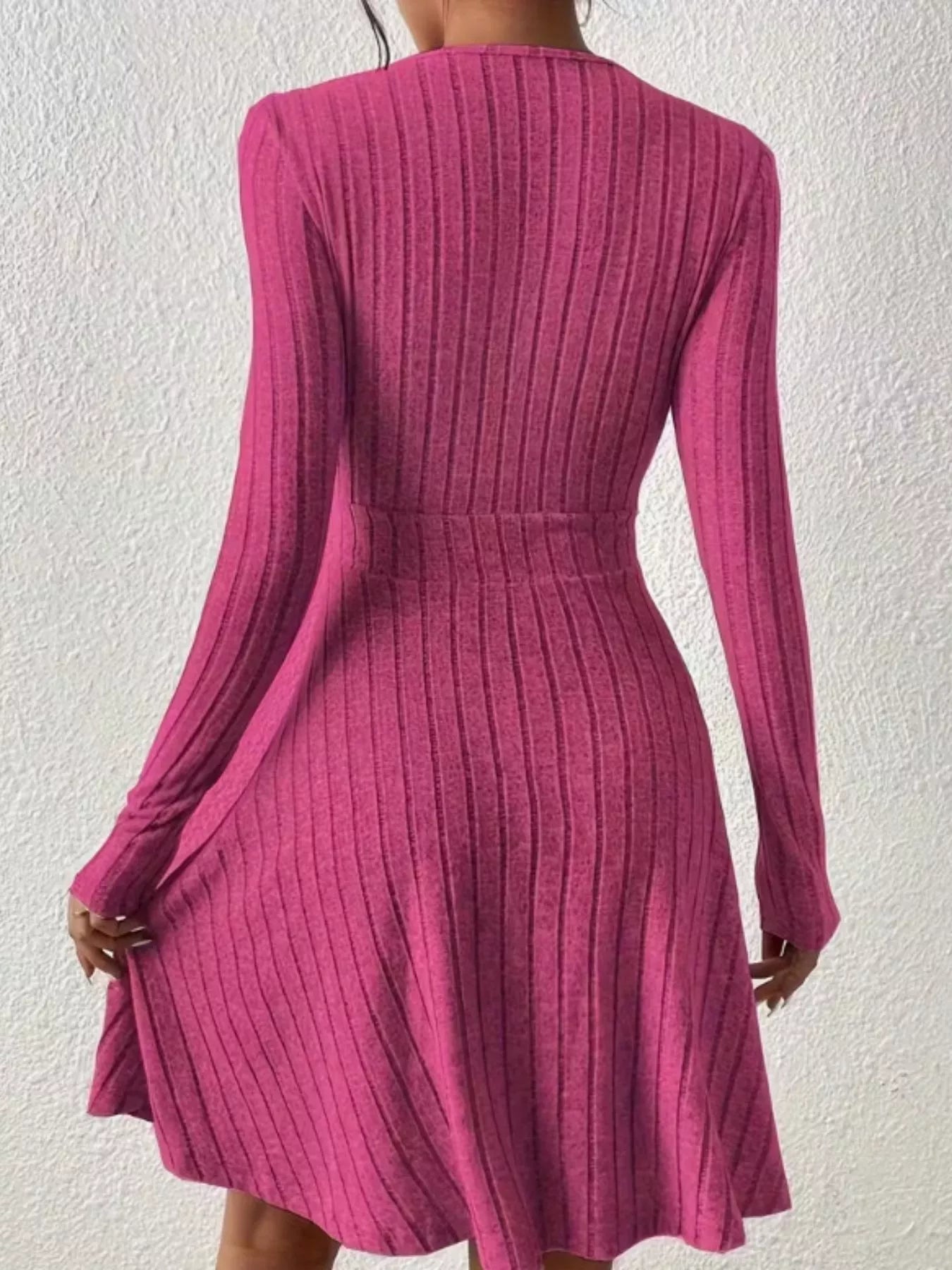 Ribbed Knit Wrap Mini Dress designed for comfort and style at Lookzlike