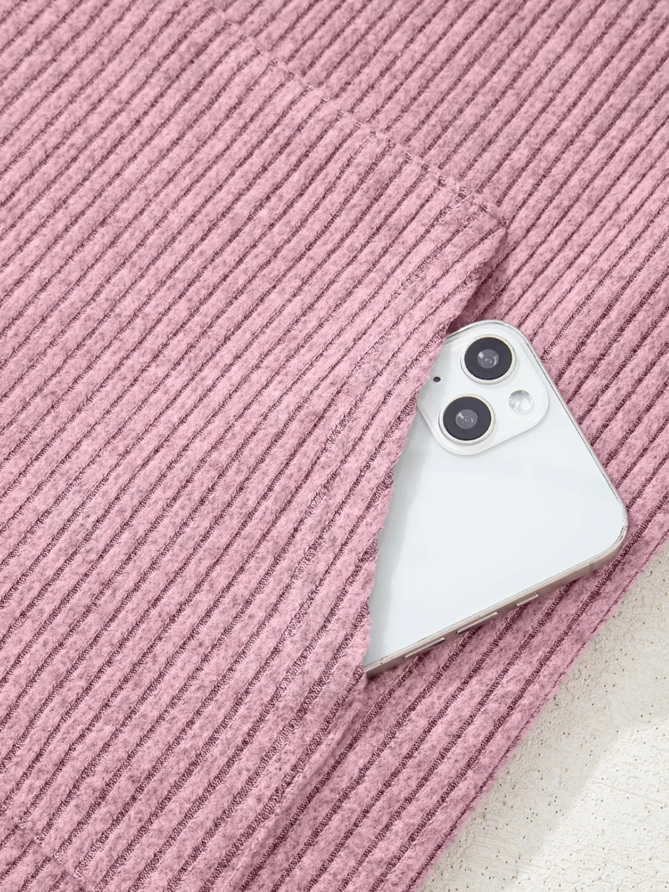 Ribbed Texture Drop Shoulder Henley Top designed for comfort and style at Lookzlike