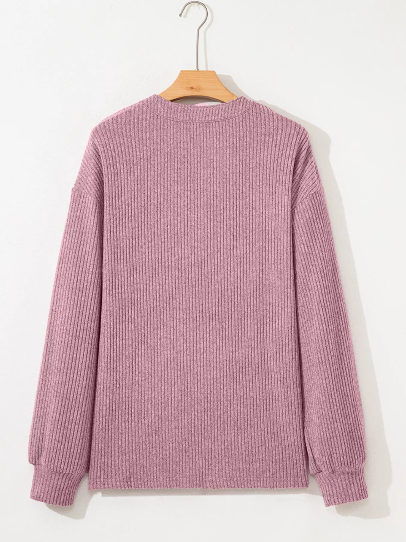 Ribbed Texture Drop Shoulder Henley Top designed for comfort and style at Lookzlike