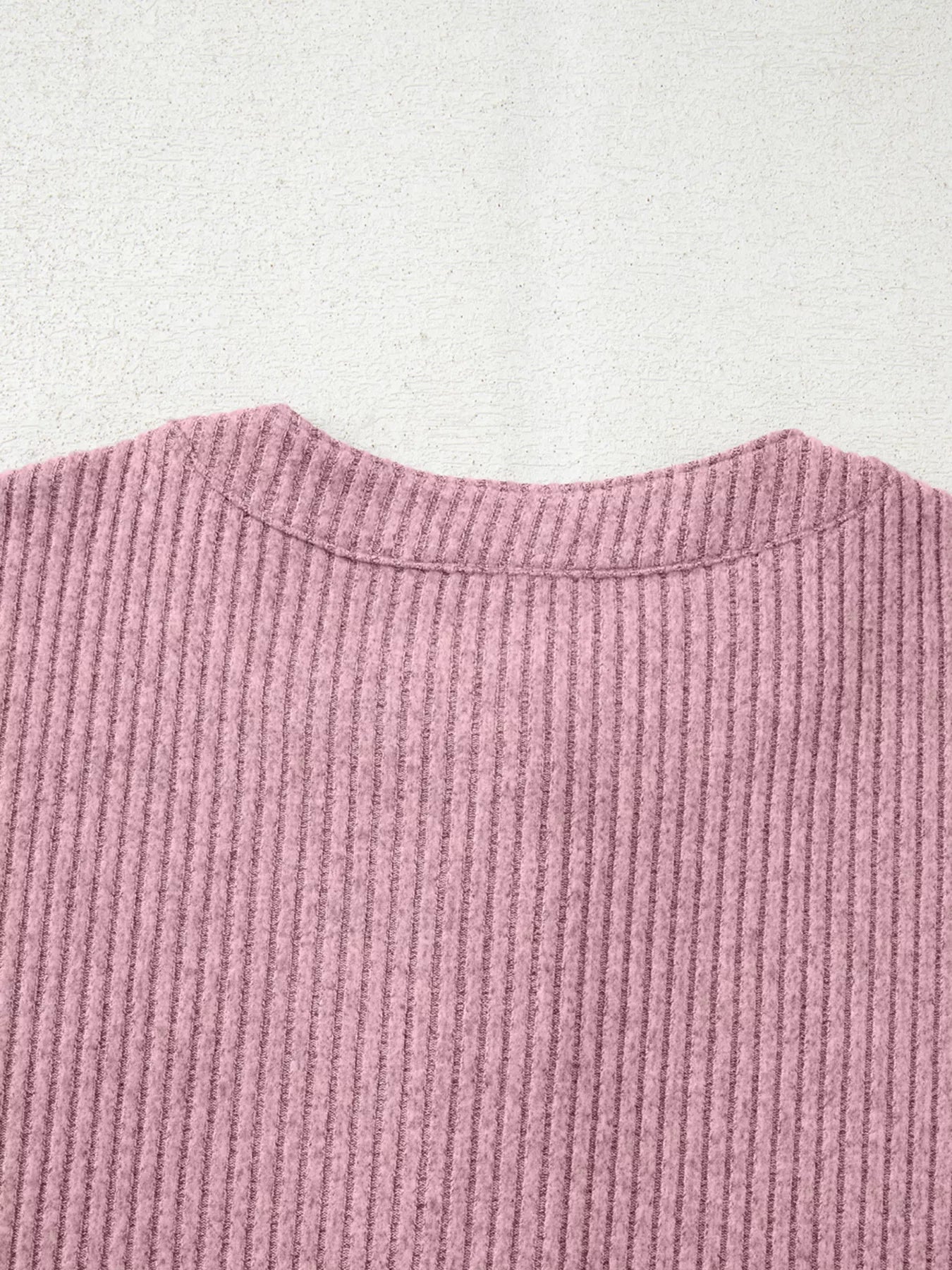 Ribbed Texture Drop Shoulder Henley Top designed for comfort and style at Lookzlike