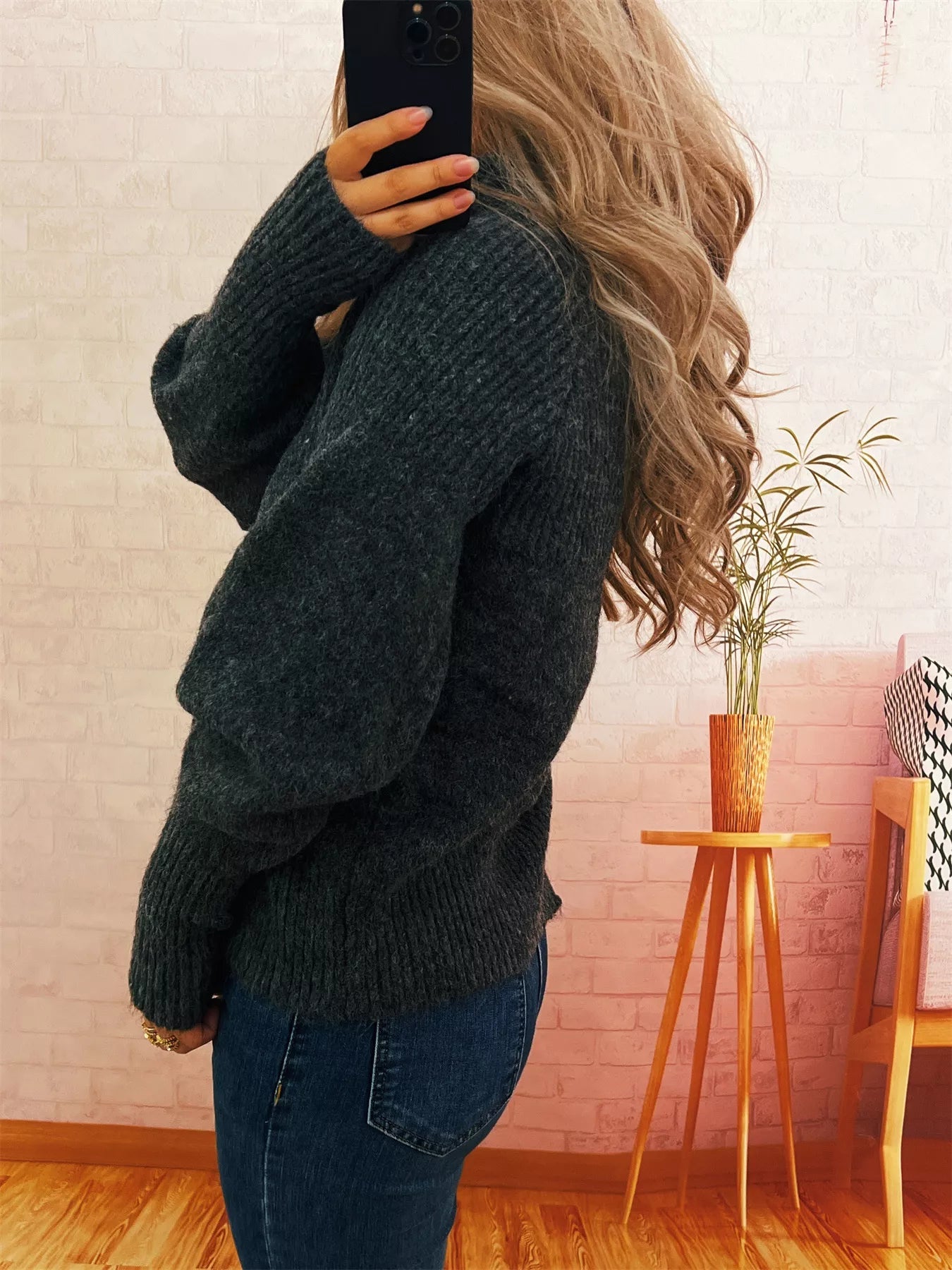 Ribbed Turtleneck Long Sleeve Sweater designed for comfort and style at Lookzlike
