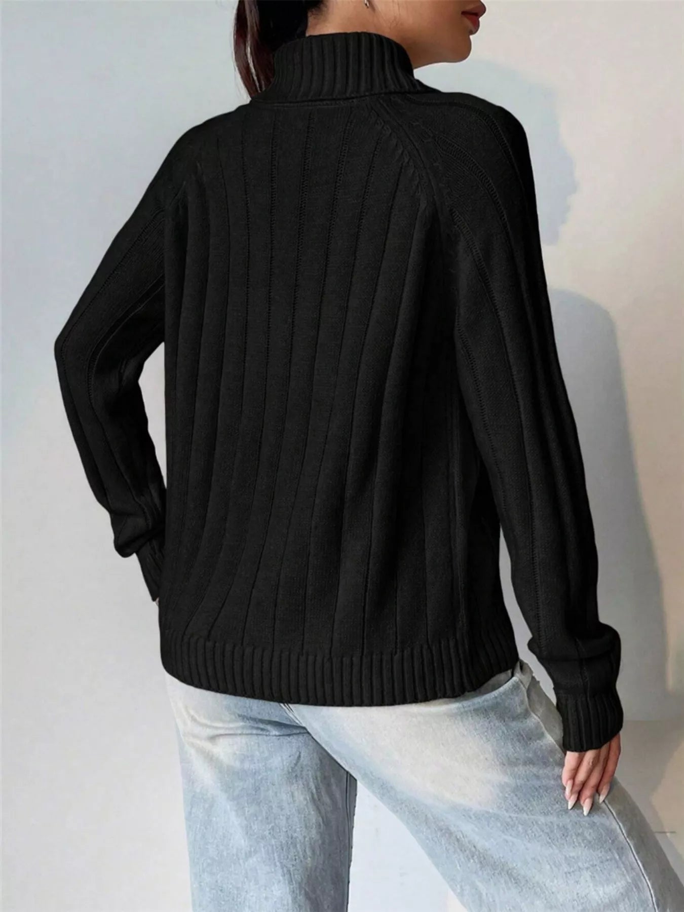 Ribbed Turtleneck Long Sleeve Sweater designed for comfort and style at Lookzlike