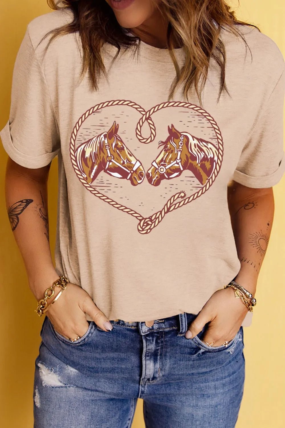 Rodeo Horse Graphic Western Cowgirl T Shirt - Lookzlike