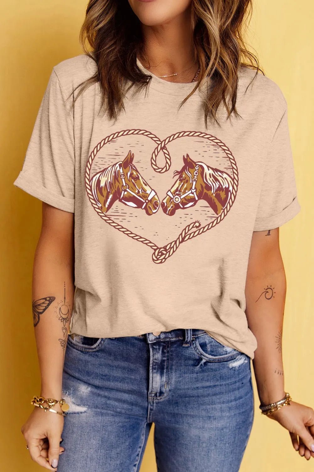 Rodeo Horse Graphic Western Cowgirl T Shirt - Lookzlike