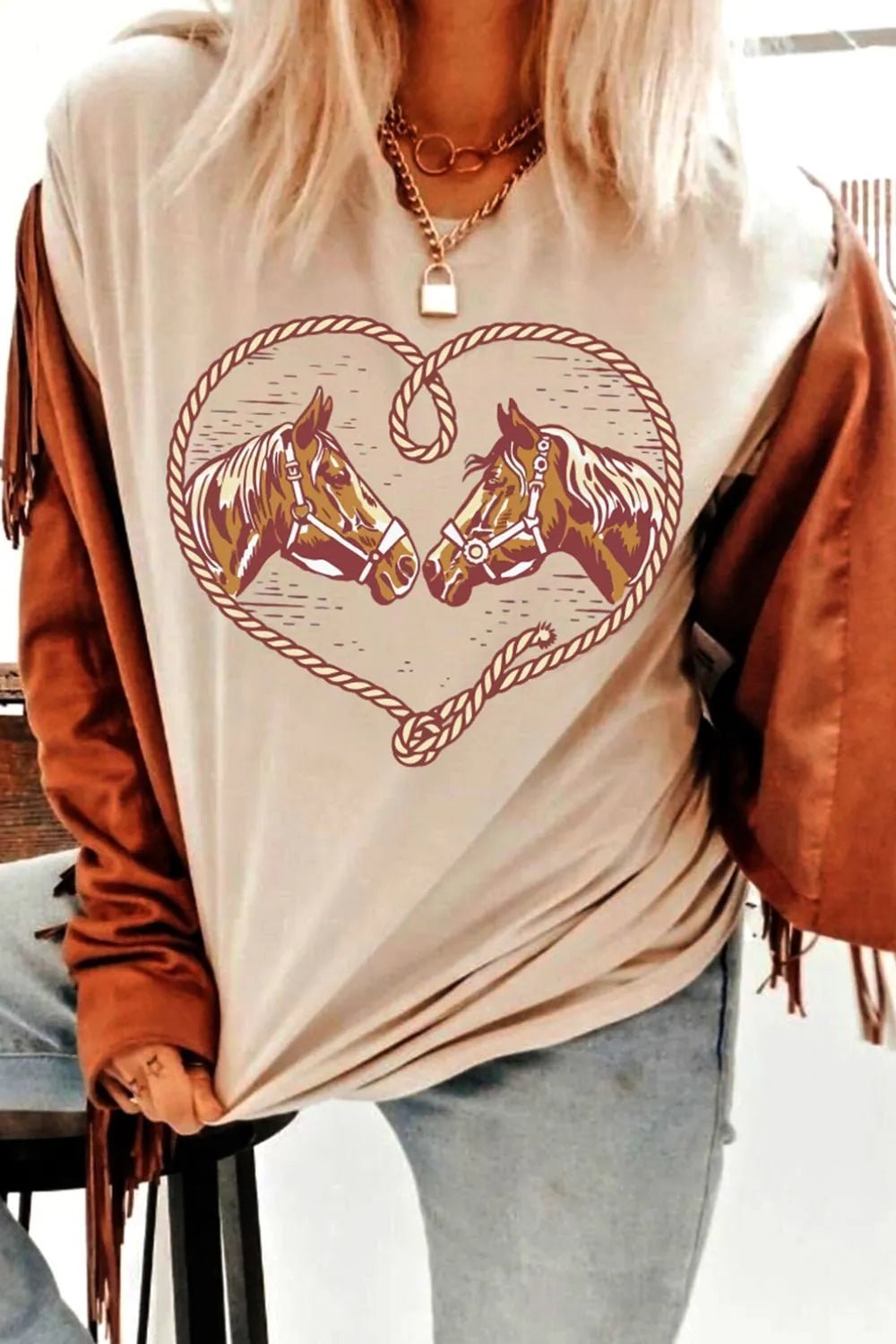 Rodeo Horse Graphic Western Cowgirl T Shirt - Lookzlike