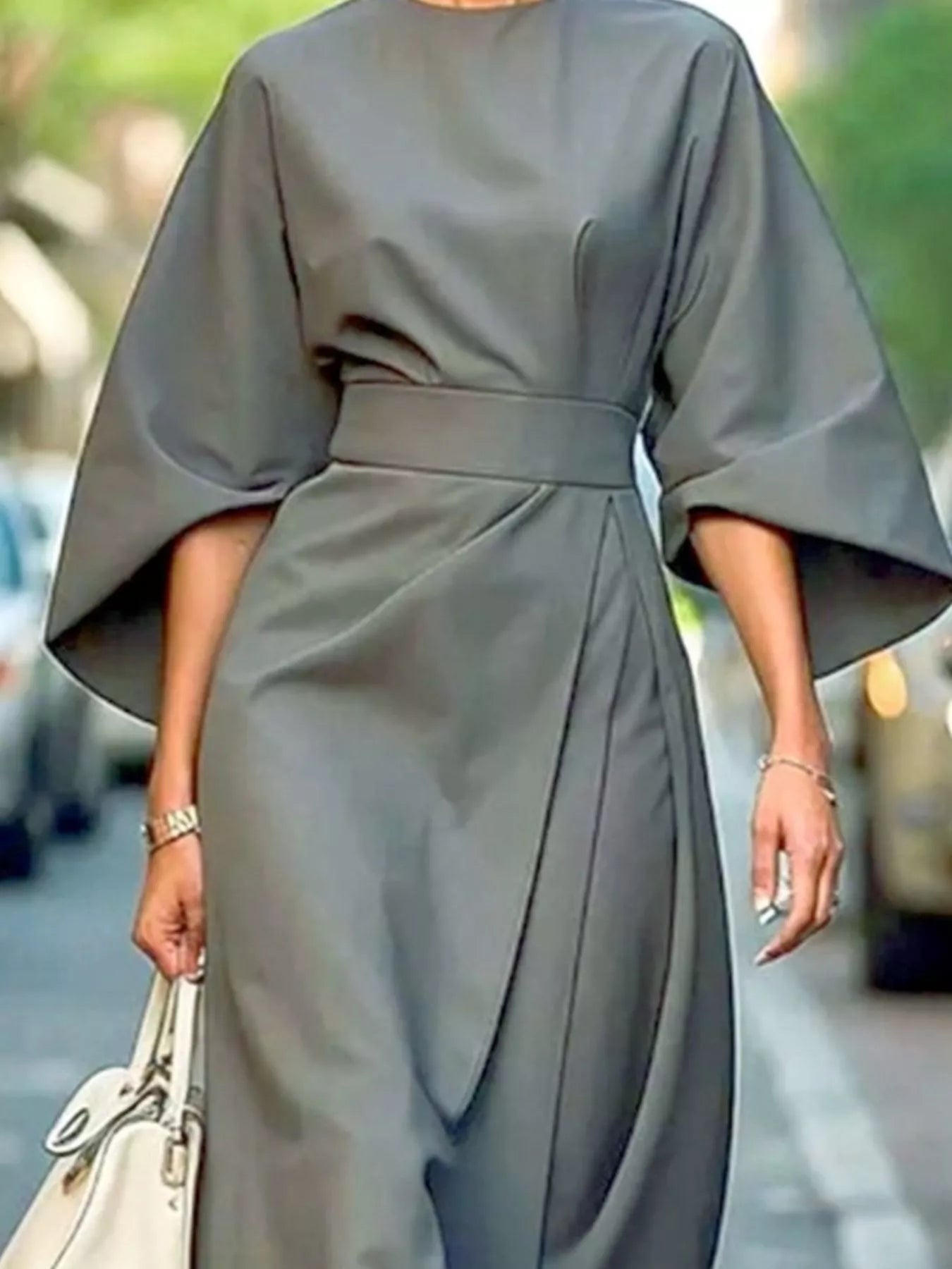 Round Neck 3/4 Sleeve Dress designed for comfort and style at Lookzlike