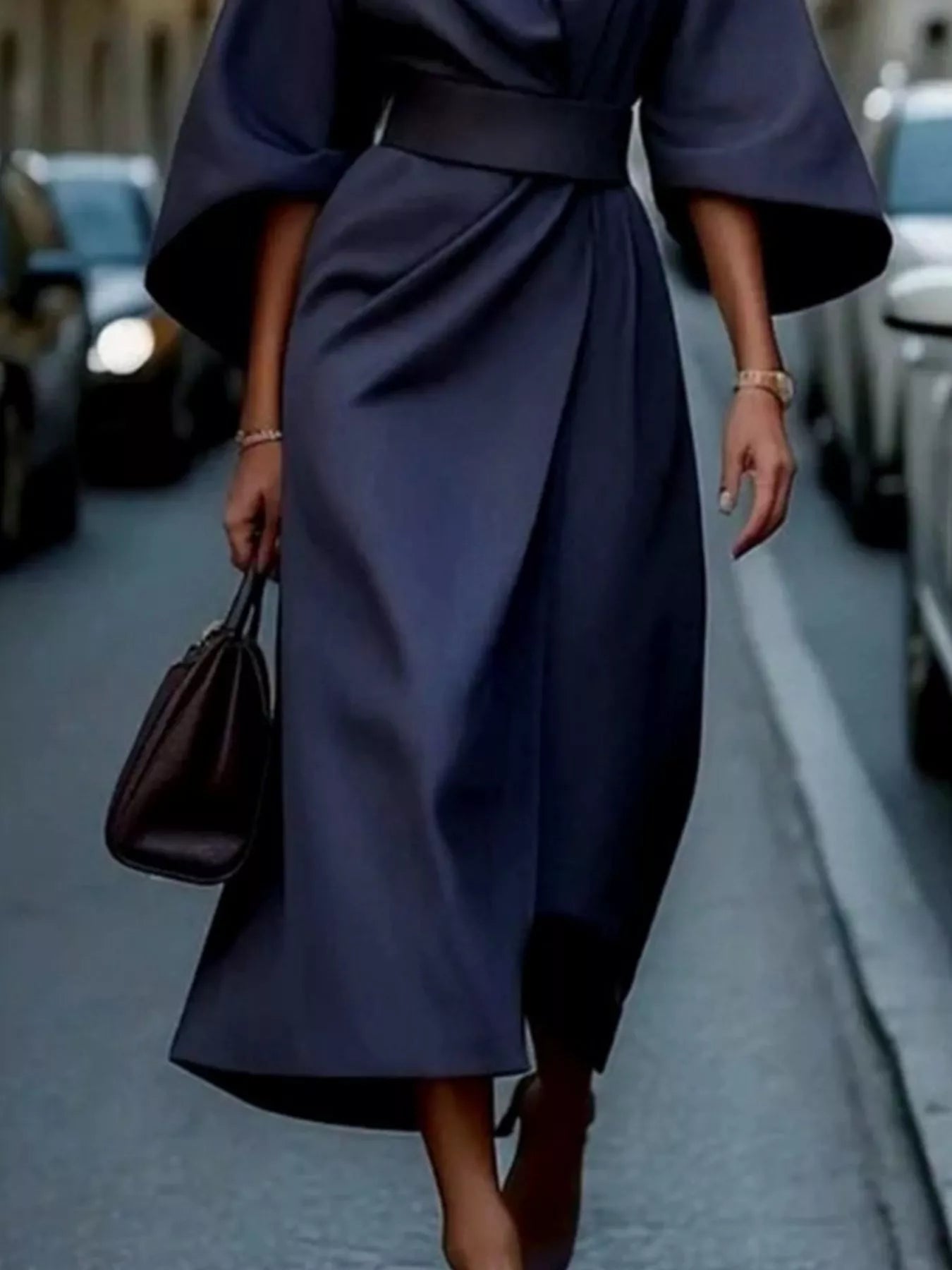 Round Neck 3/4 Sleeve Dress designed for comfort and style at Lookzlike