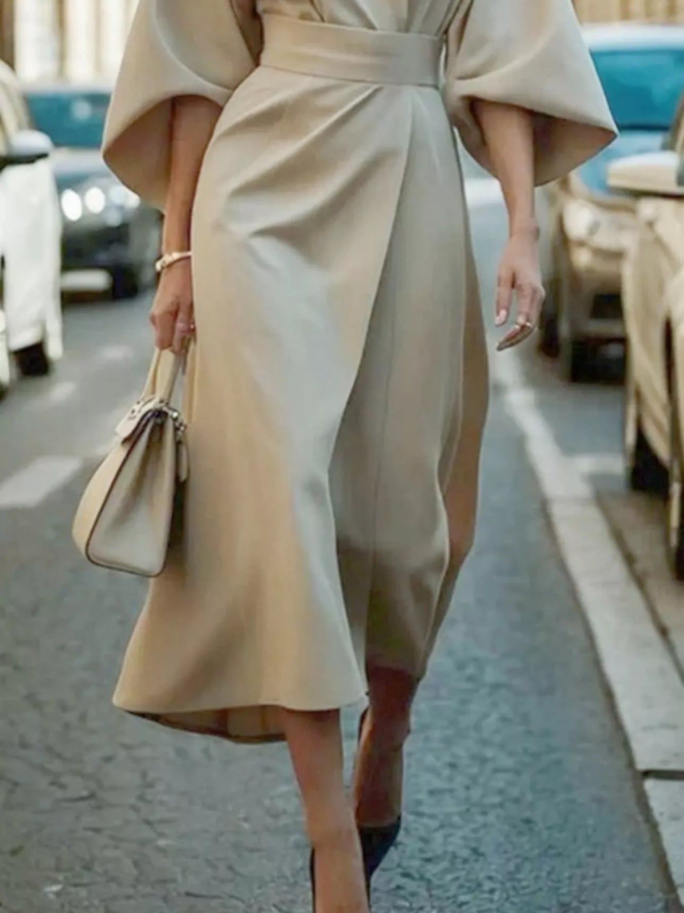 Round Neck 3/4 Sleeve Dress designed for comfort and style at Lookzlike
