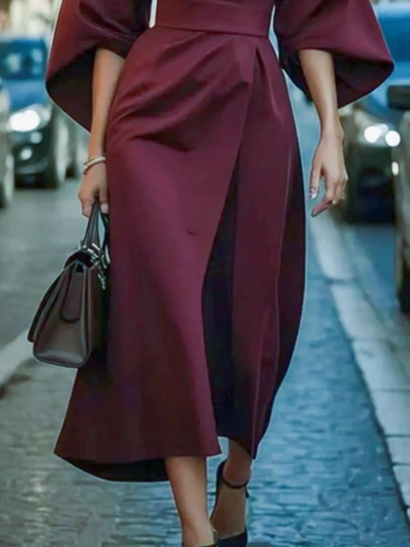 Round Neck 3/4 Sleeve Dress designed for comfort and style at Lookzlike