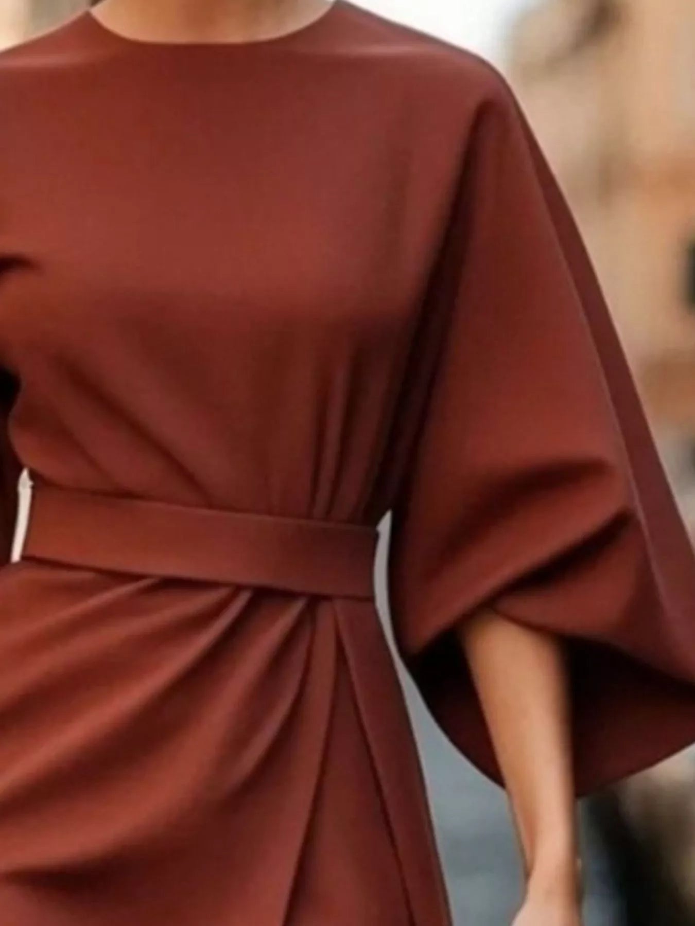 Round Neck 3/4 Sleeve Dress designed for comfort and style at Lookzlike