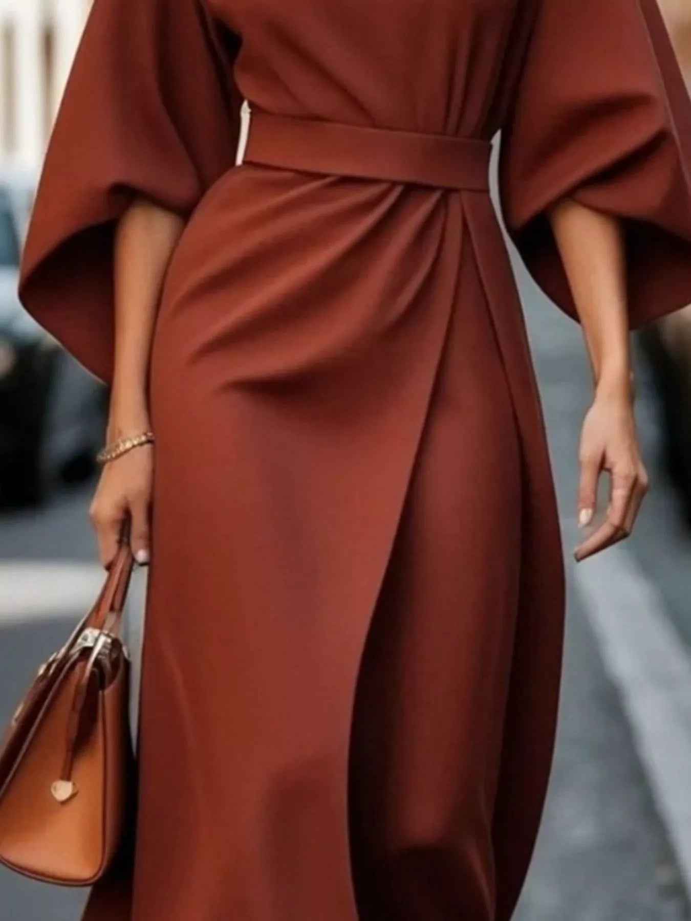Round Neck 3/4 Sleeve Dress designed for comfort and style at Lookzlike