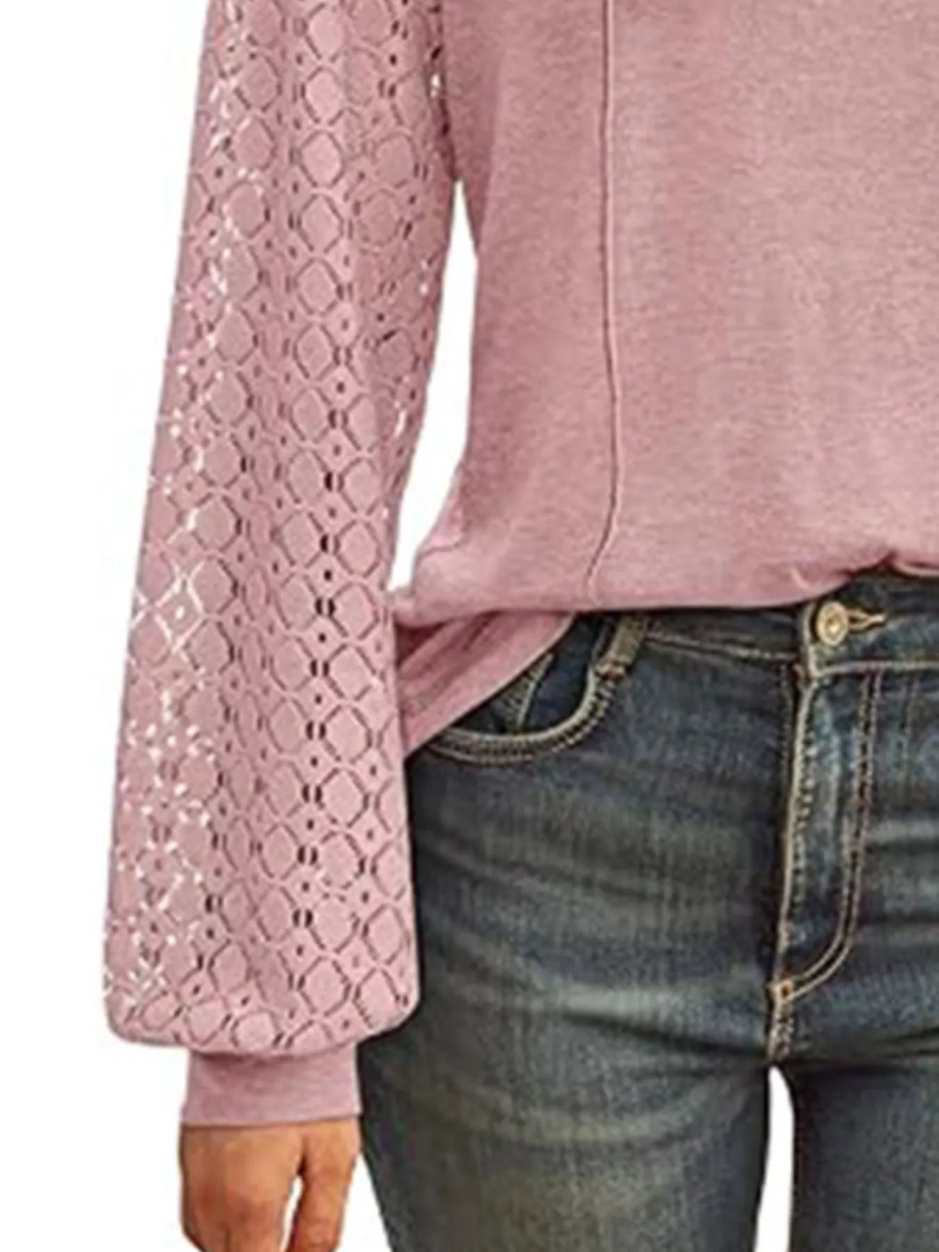 Round Neck Lace Sleeve Blouse designed for comfort and style at Lookzlike