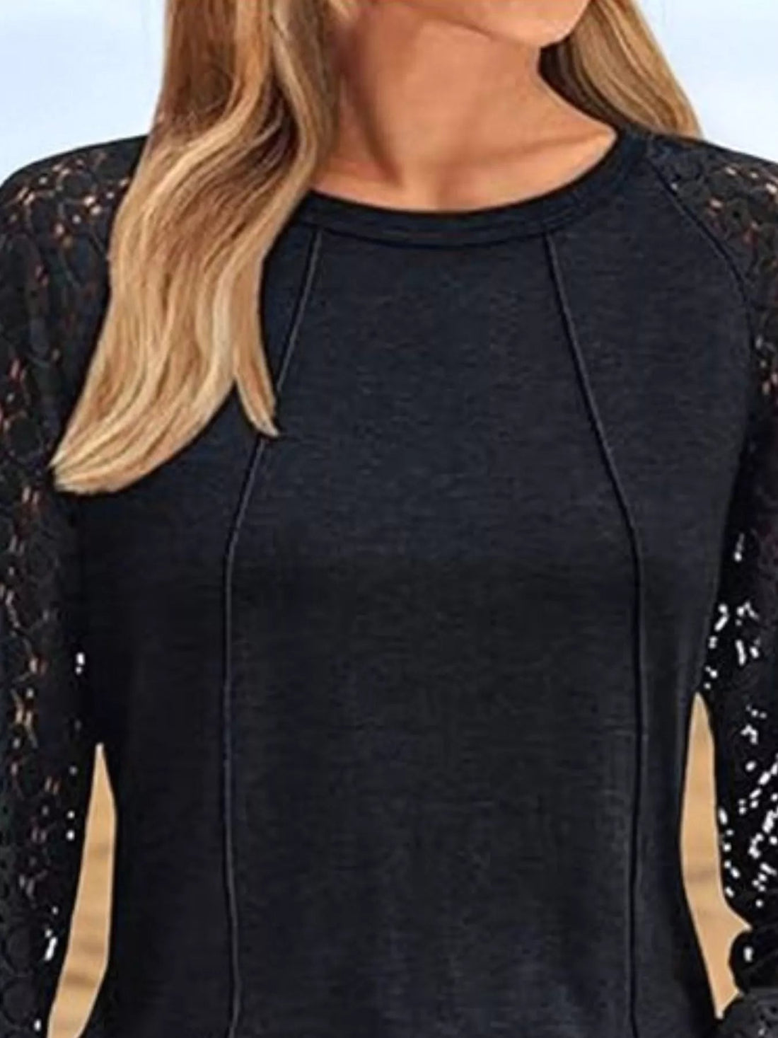 Round Neck Lace Sleeve Blouse designed for comfort and style at Lookzlike
