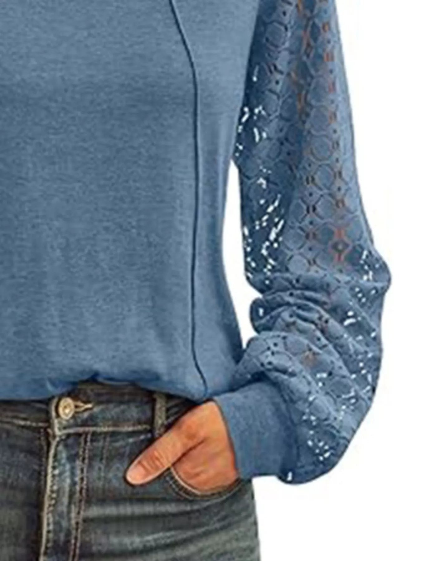 Round Neck Lace Sleeve Blouse designed for comfort and style at Lookzlike