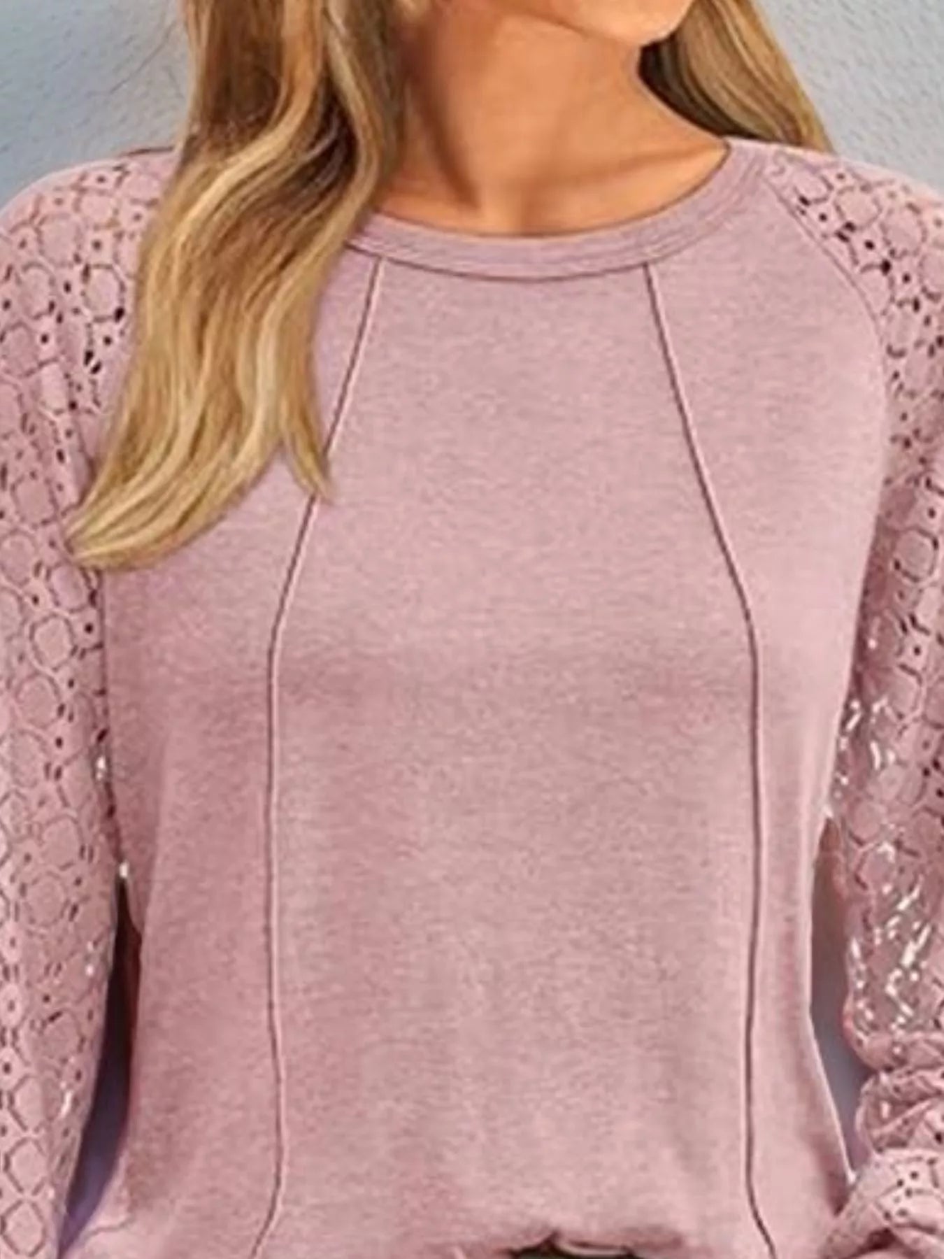 Round Neck Lace Sleeve Blouse designed for comfort and style at Lookzlike