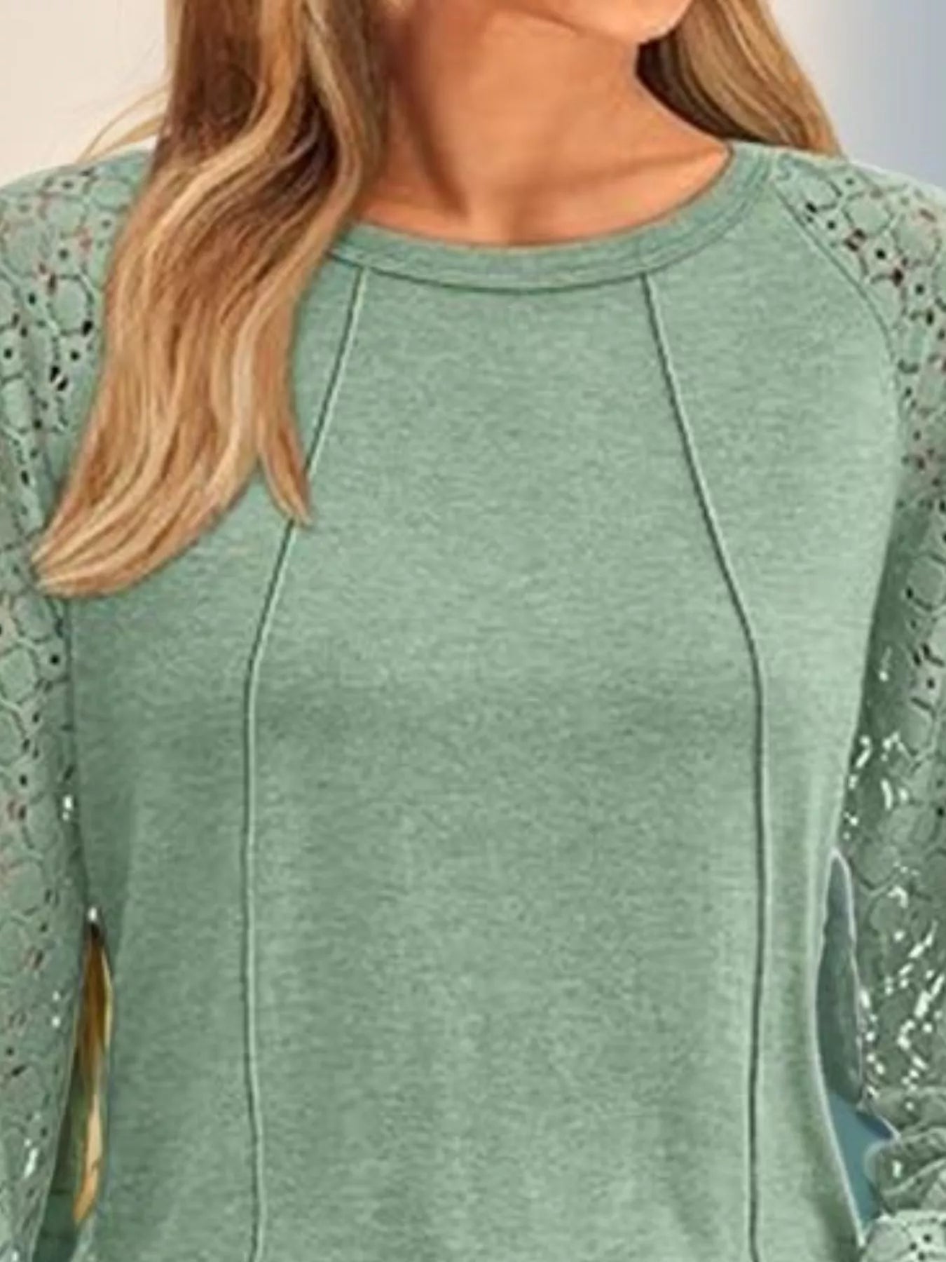 Round Neck Lace Sleeve Blouse designed for comfort and style at Lookzlike