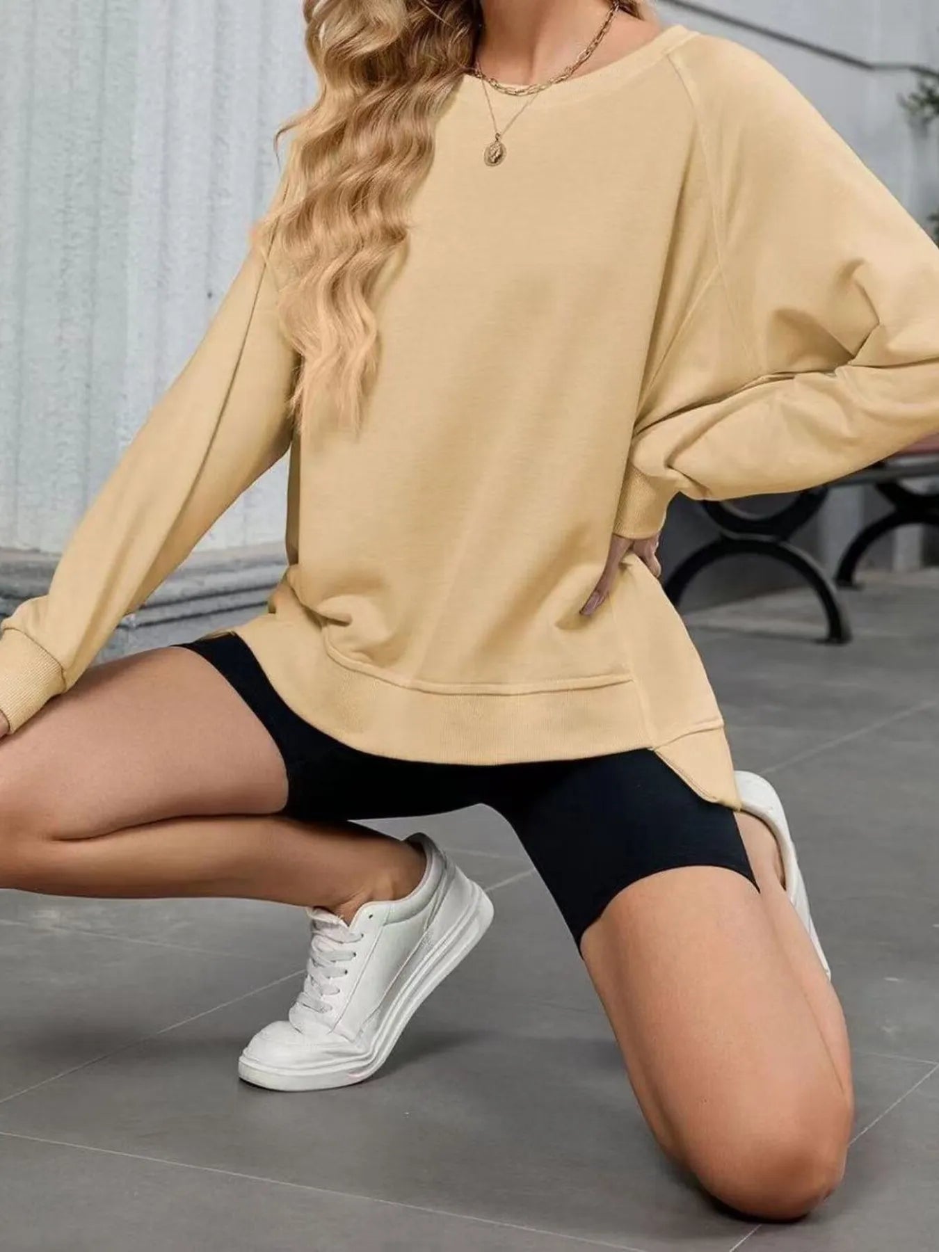 Round Neck Long Sleeve Sweatshirt designed for comfort and style at Lookzlike