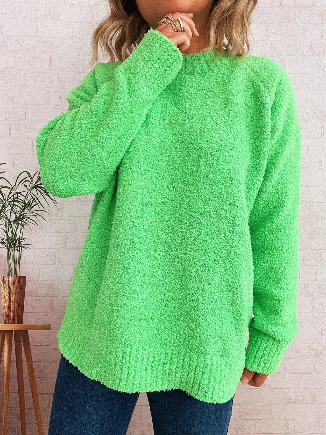 Round Neck Raglan Sleeve Sweater designed for comfort and style at Lookzlike