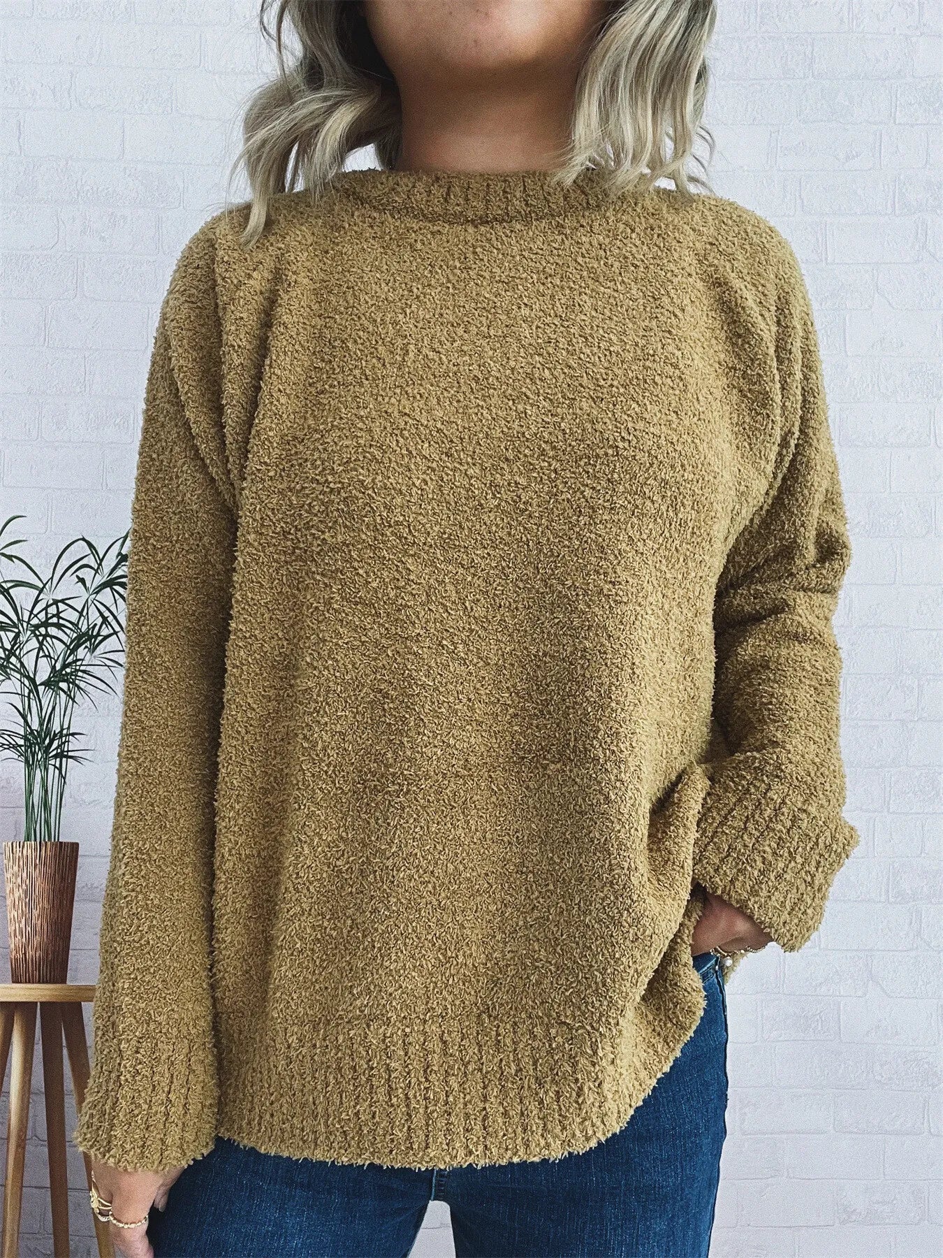 Round Neck Raglan Sleeve Sweater designed for comfort and style at Lookzlike