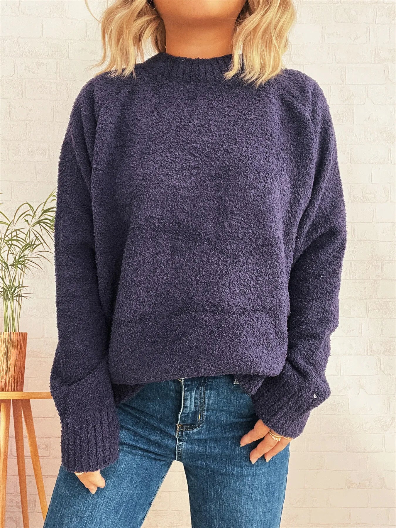 Round Neck Raglan Sleeve Sweater designed for comfort and style at Lookzlike