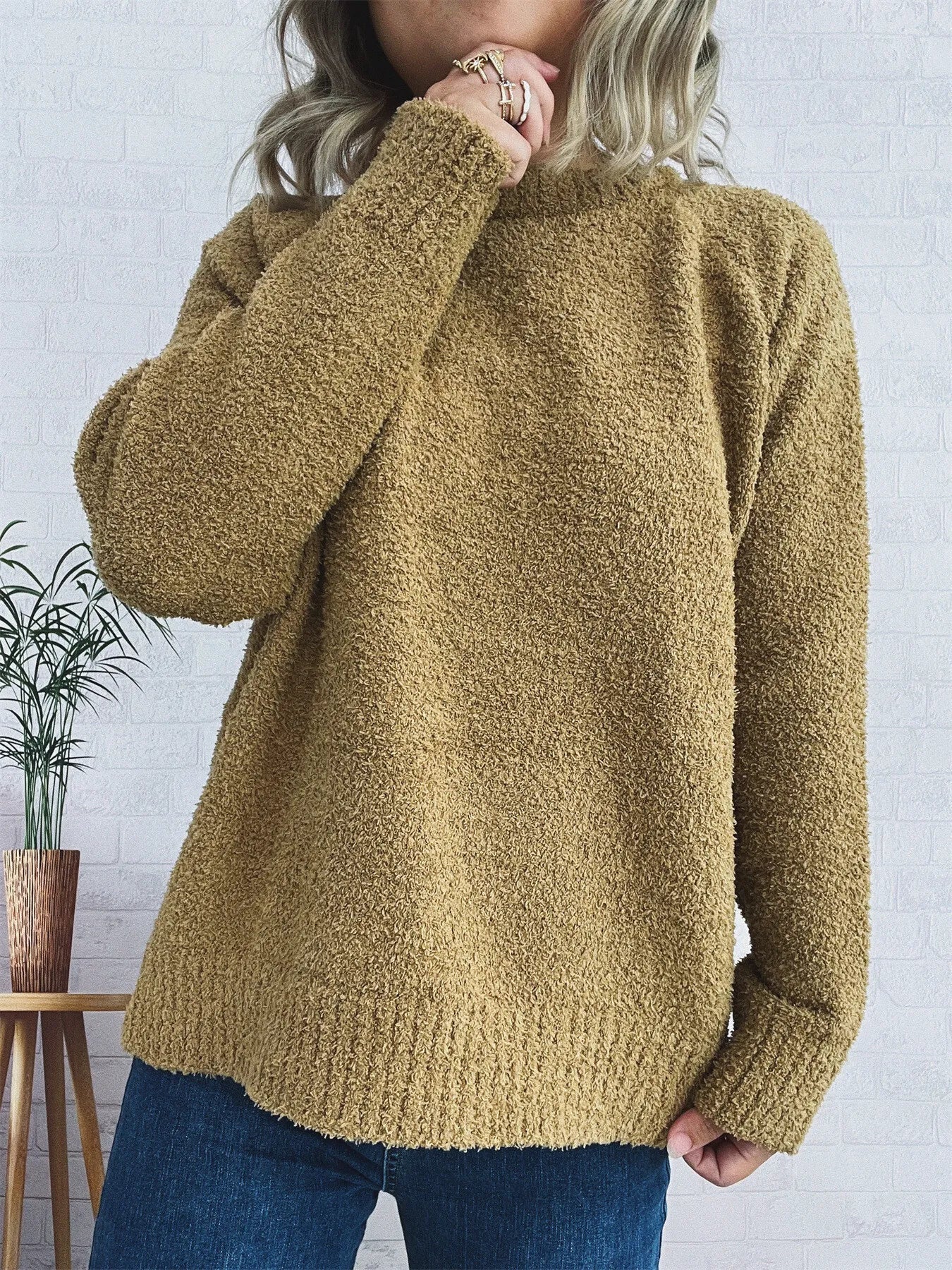 Round Neck Raglan Sleeve Sweater designed for comfort and style at Lookzlike