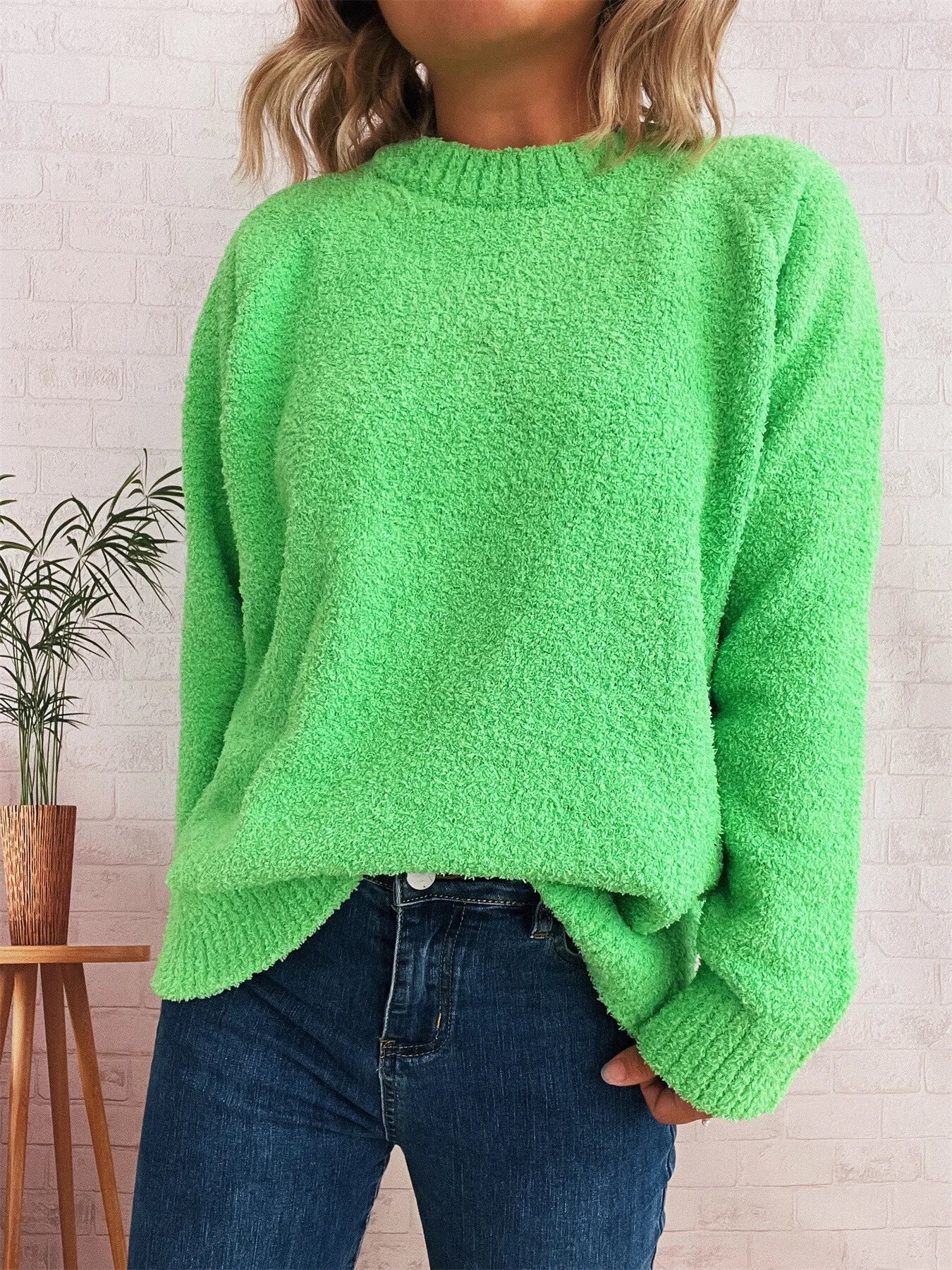 Round Neck Raglan Sleeve Sweater designed for comfort and style at Lookzlike