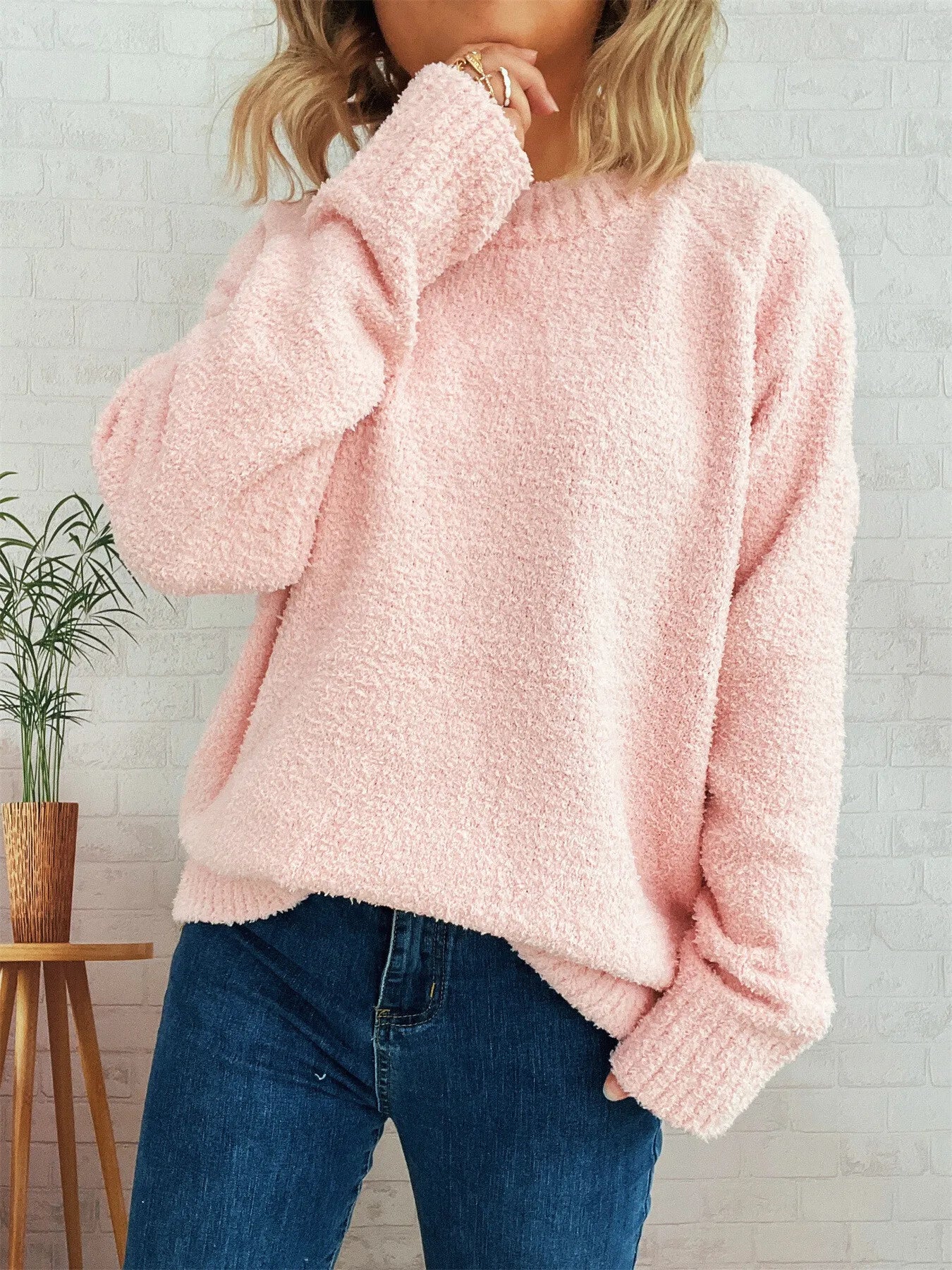 Round Neck Raglan Sleeve Sweater designed for comfort and style at Lookzlike