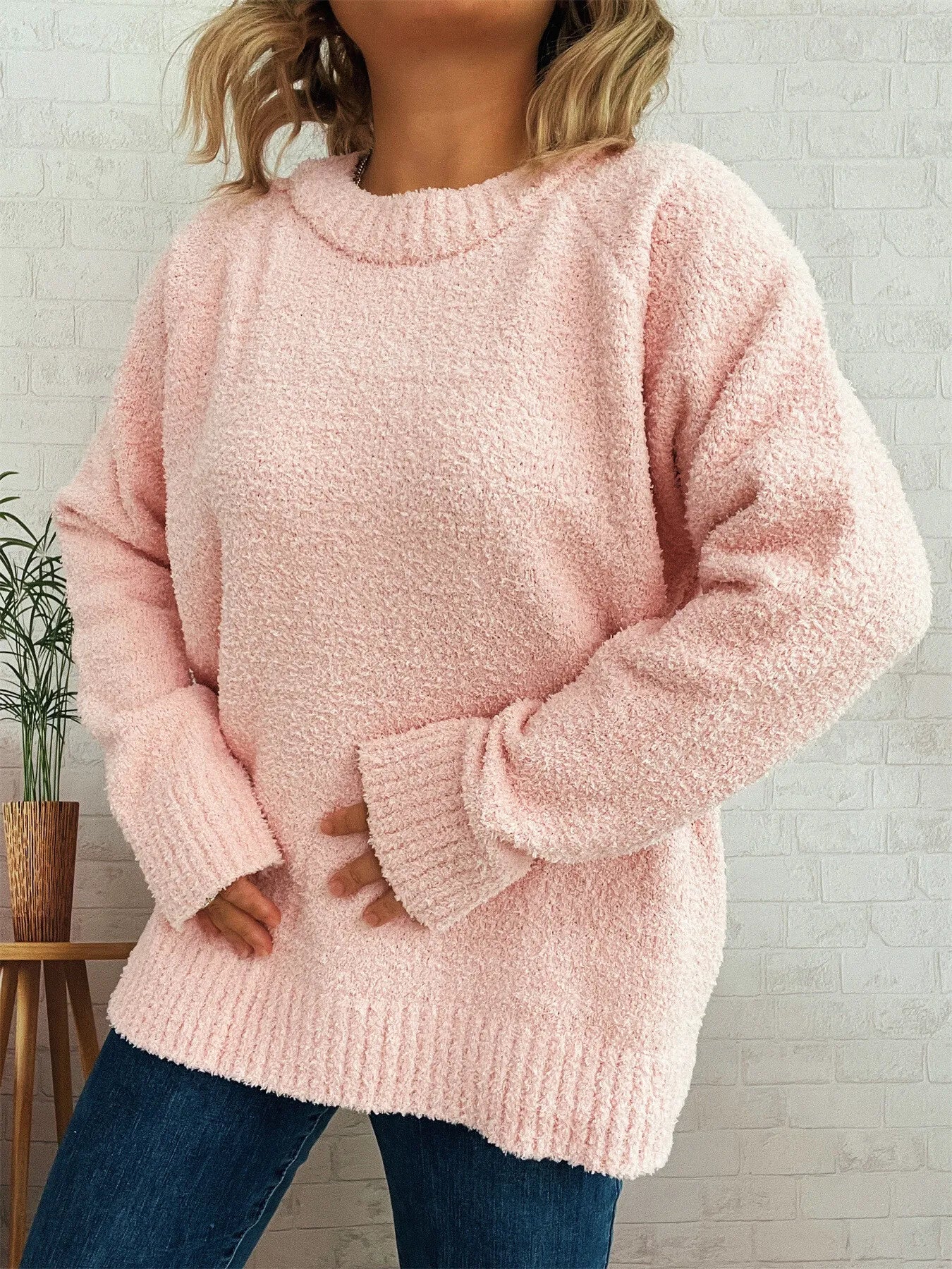 Round Neck Raglan Sleeve Sweater designed for comfort and style at Lookzlike