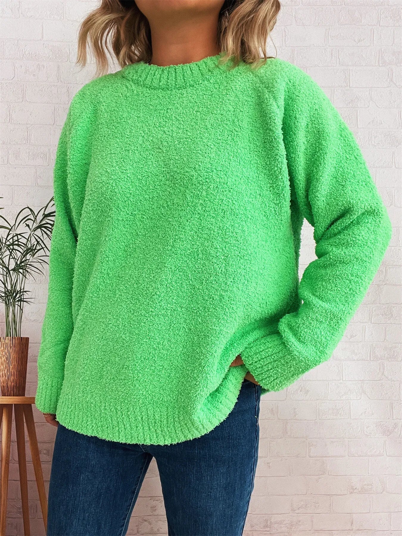 Round Neck Raglan Sleeve Sweater designed for comfort and style at Lookzlike