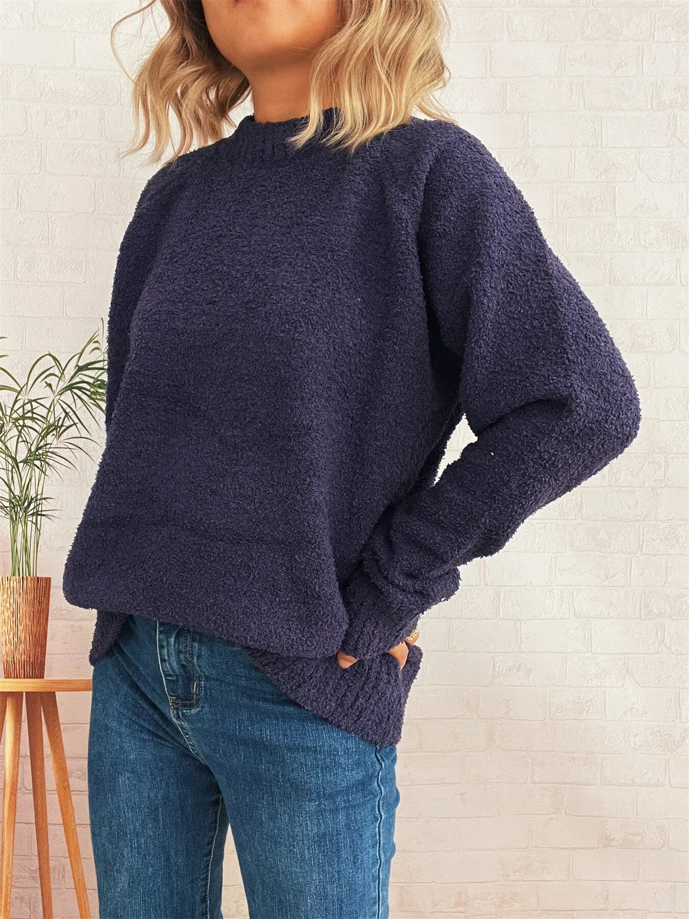 Round Neck Raglan Sleeve Sweater designed for comfort and style at Lookzlike