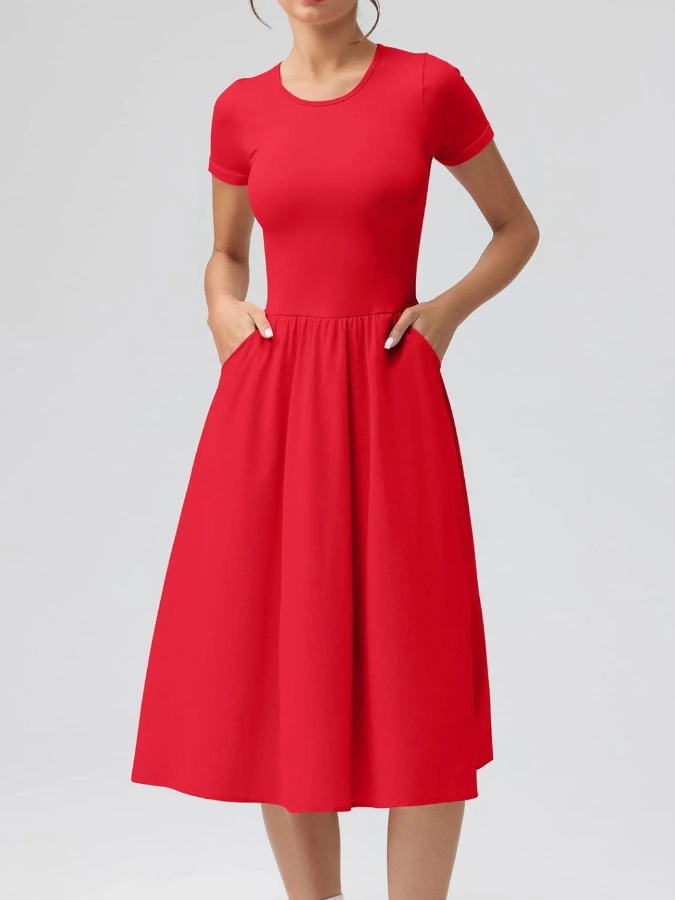 Round Neck Short Sleeve Dress designed for comfort and style at Lookzlike
