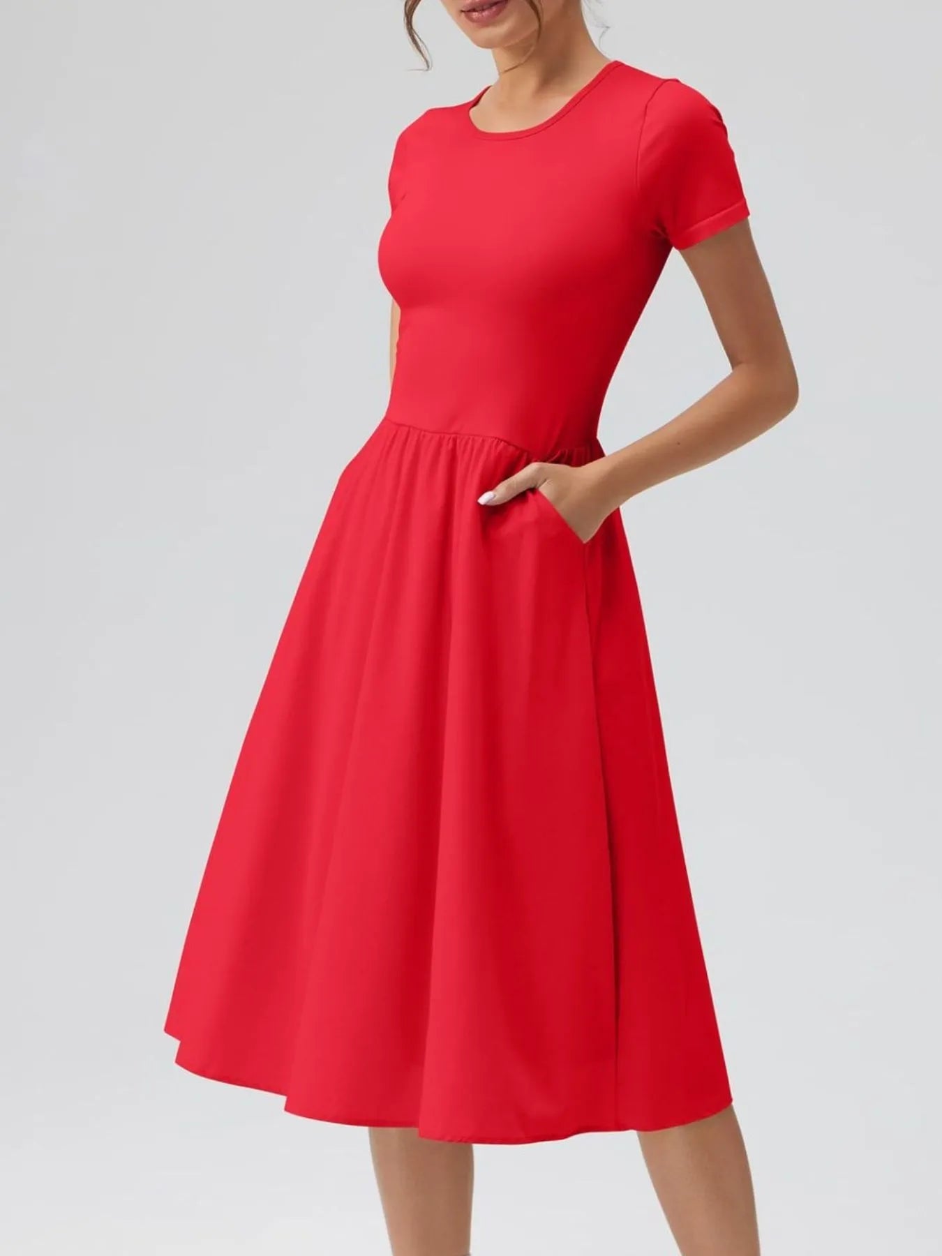 Round Neck Short Sleeve Dress designed for comfort and style at Lookzlike