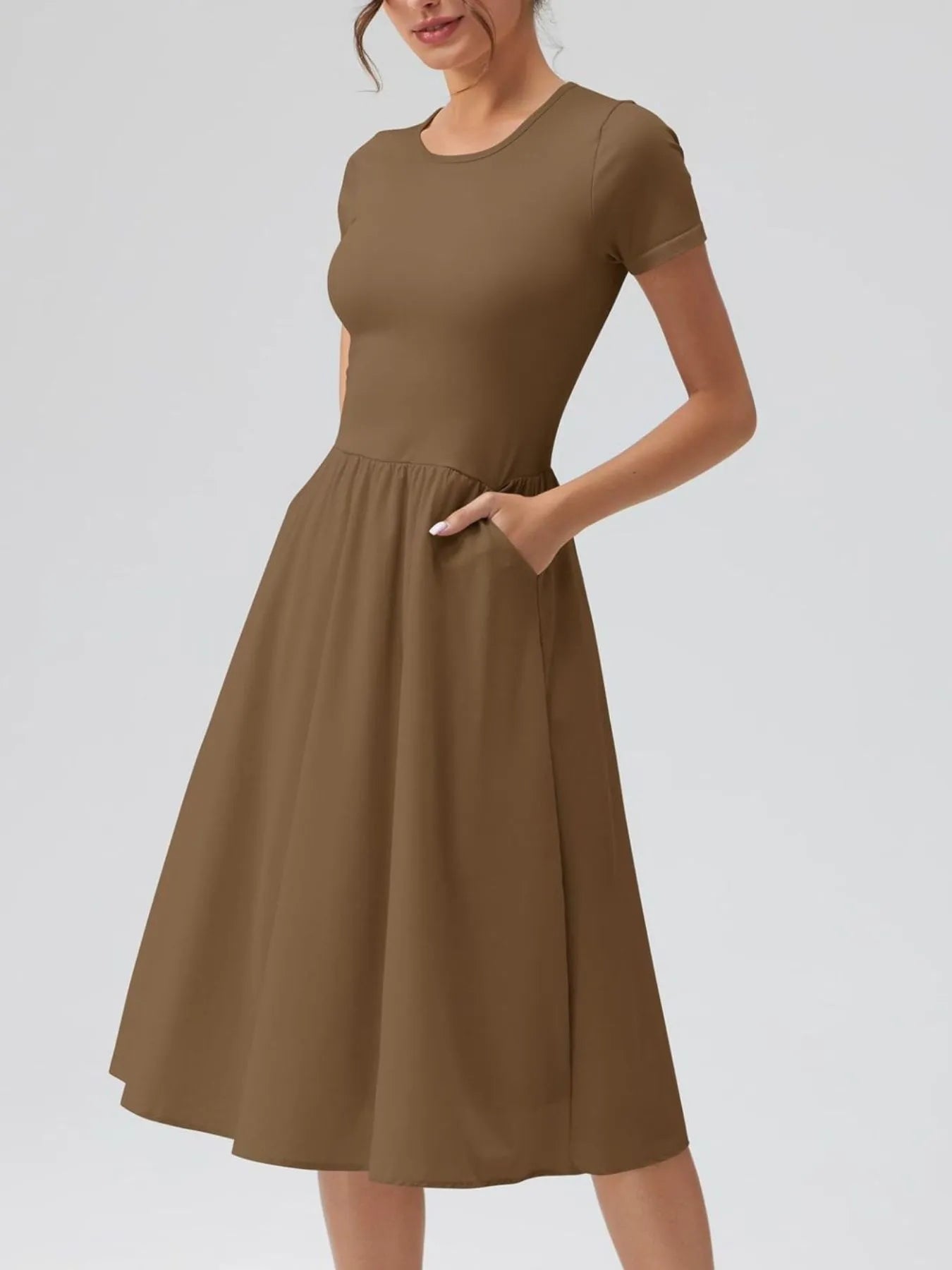 Round Neck Short Sleeve Dress designed for comfort and style at Lookzlike