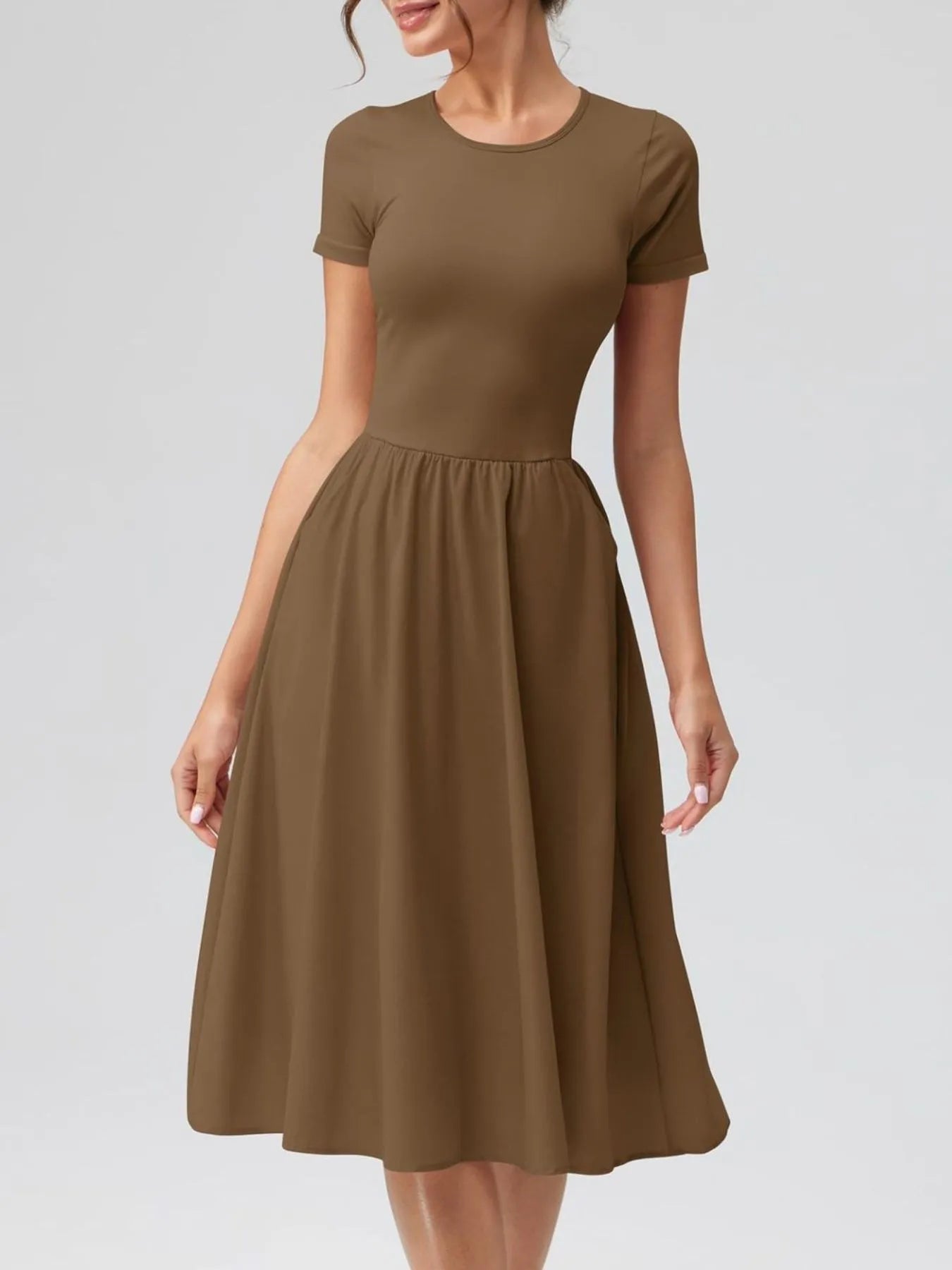 Round Neck Short Sleeve Dress designed for comfort and style at Lookzlike