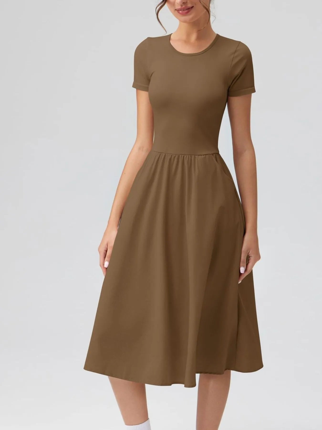 Round Neck Short Sleeve Dress designed for comfort and style at Lookzlike