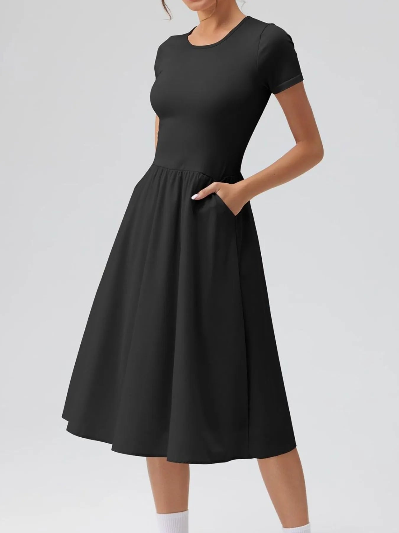 Round Neck Short Sleeve Dress designed for comfort and style at Lookzlike