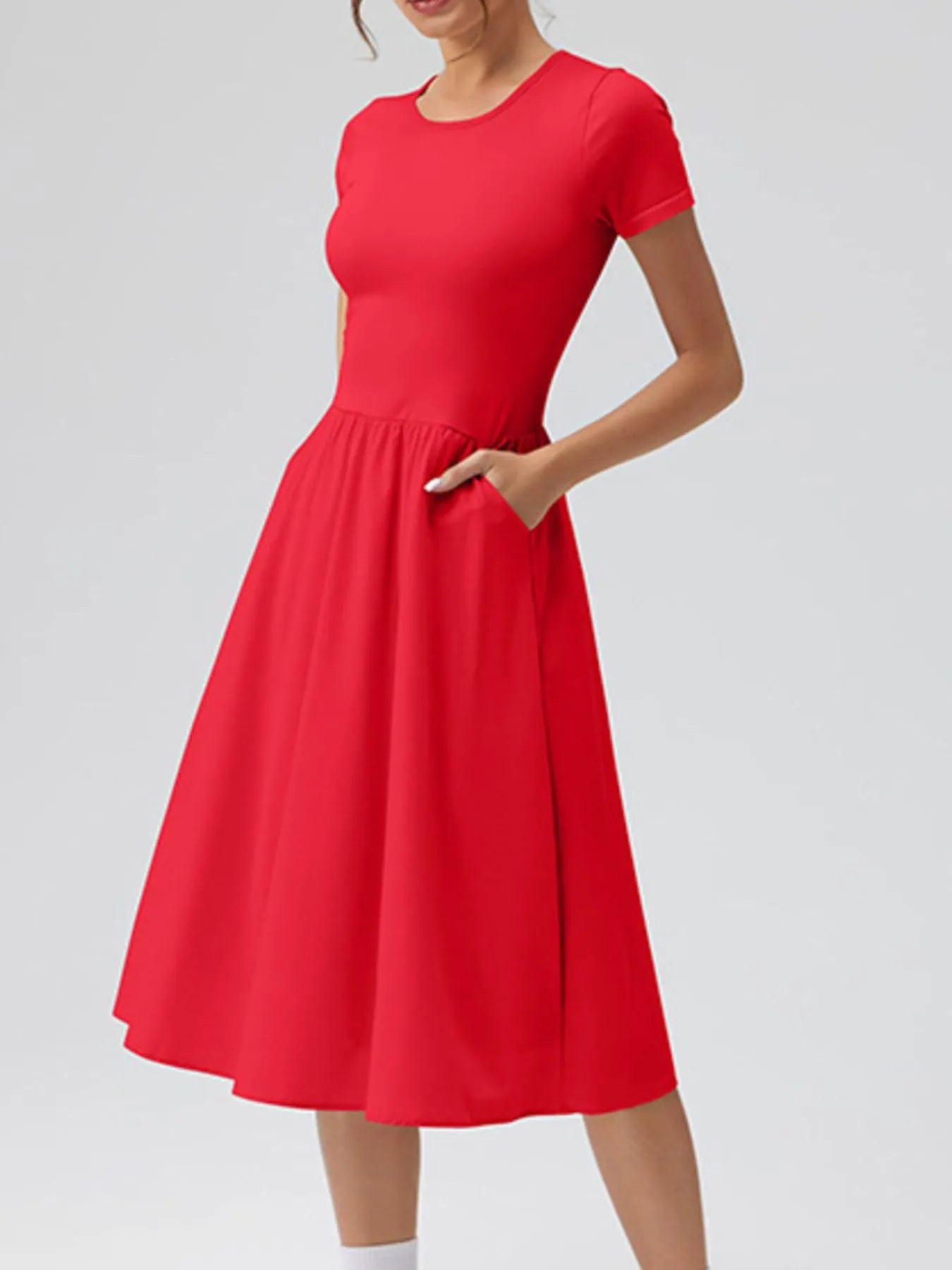 Round Neck Short Sleeve Dress designed for comfort and style at Lookzlike