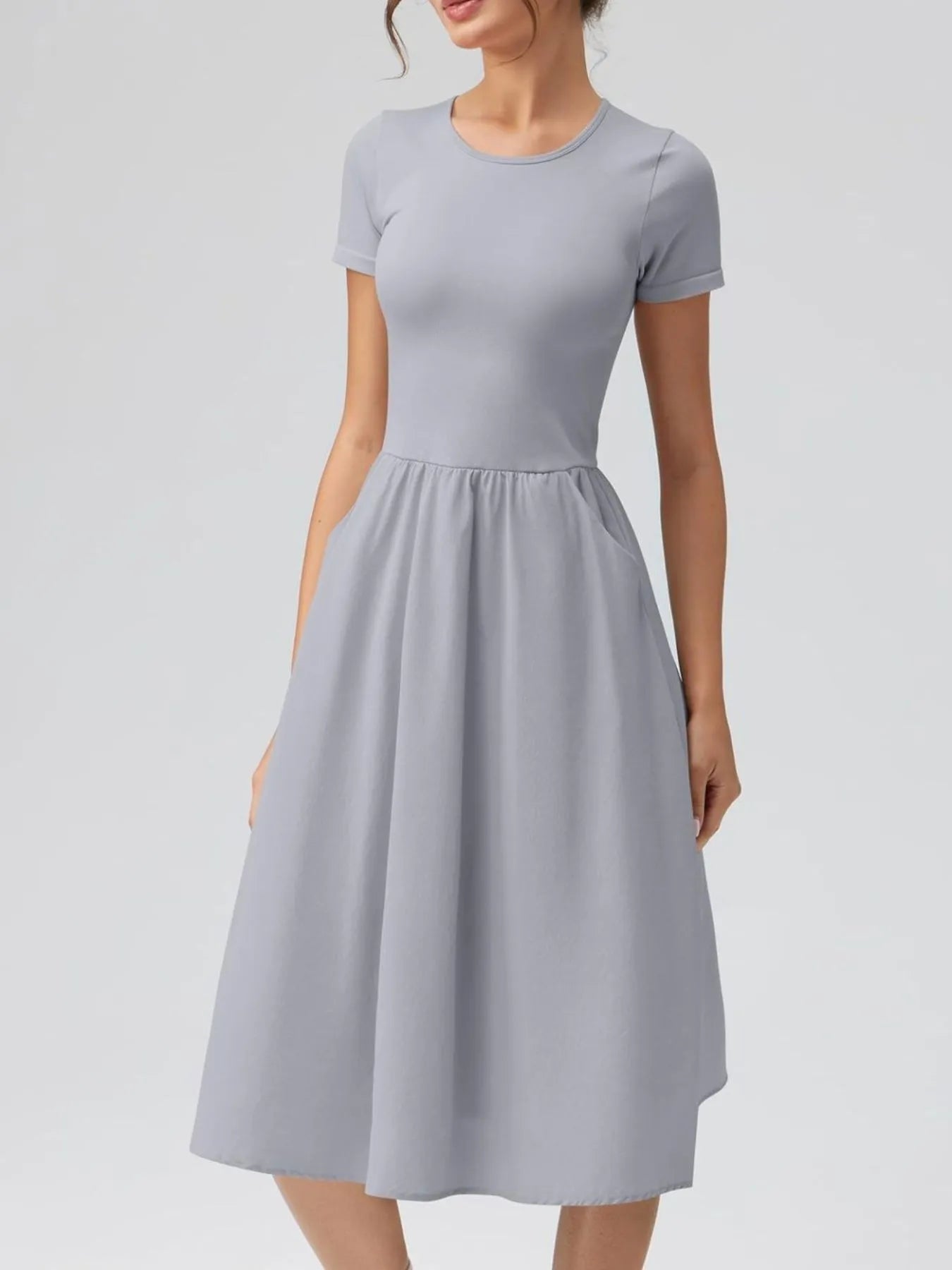 Round Neck Short Sleeve Dress designed for comfort and style at Lookzlike
