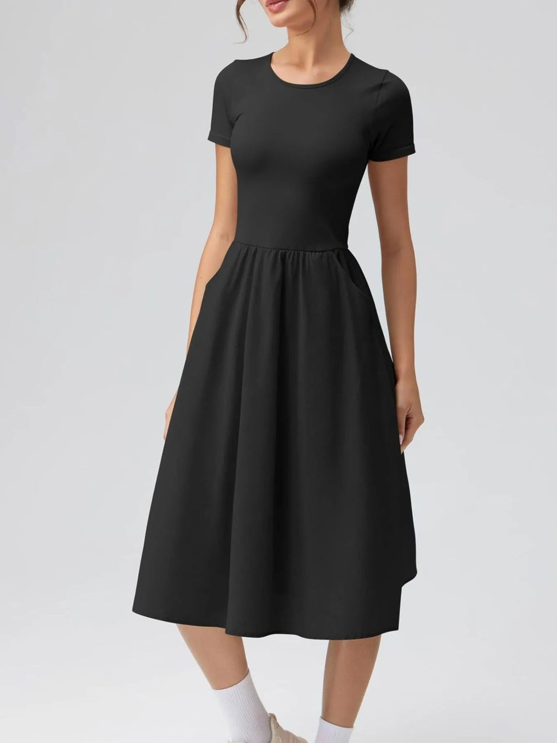 Round Neck Short Sleeve Dress designed for comfort and style at Lookzlike
